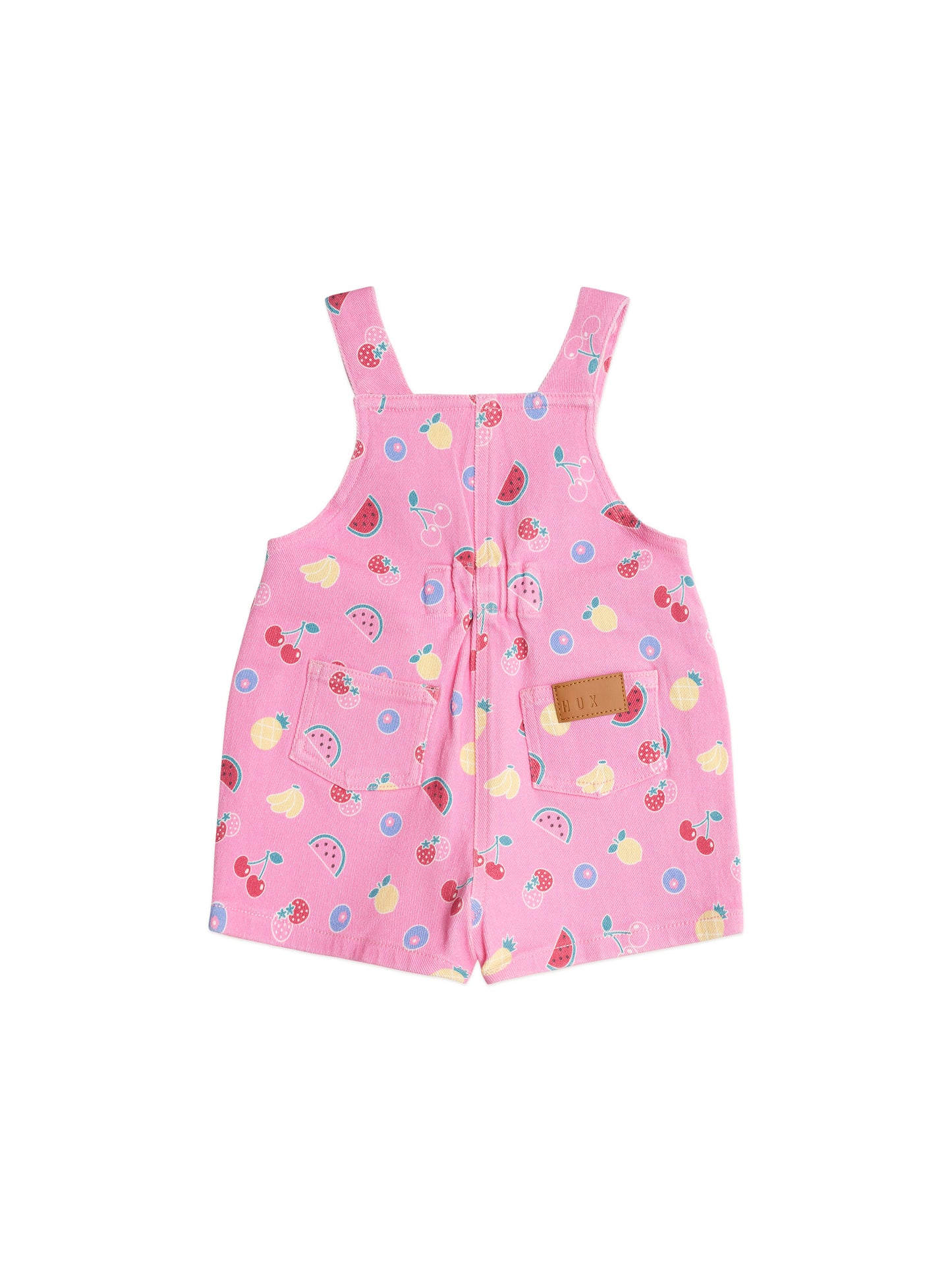 Huxbaby Pink Fruit Emoji Short Overalls