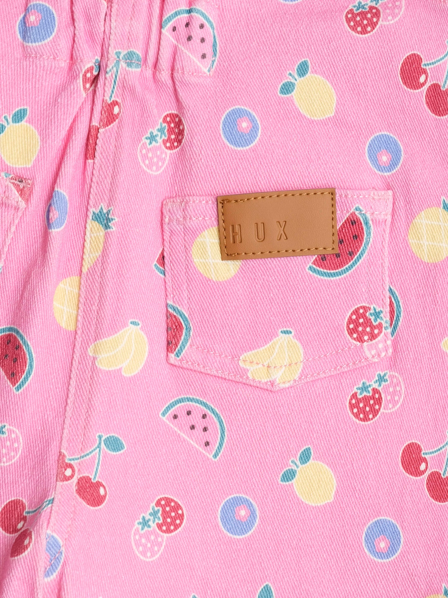 Huxbaby Pink Fruit Emoji Short Overalls
