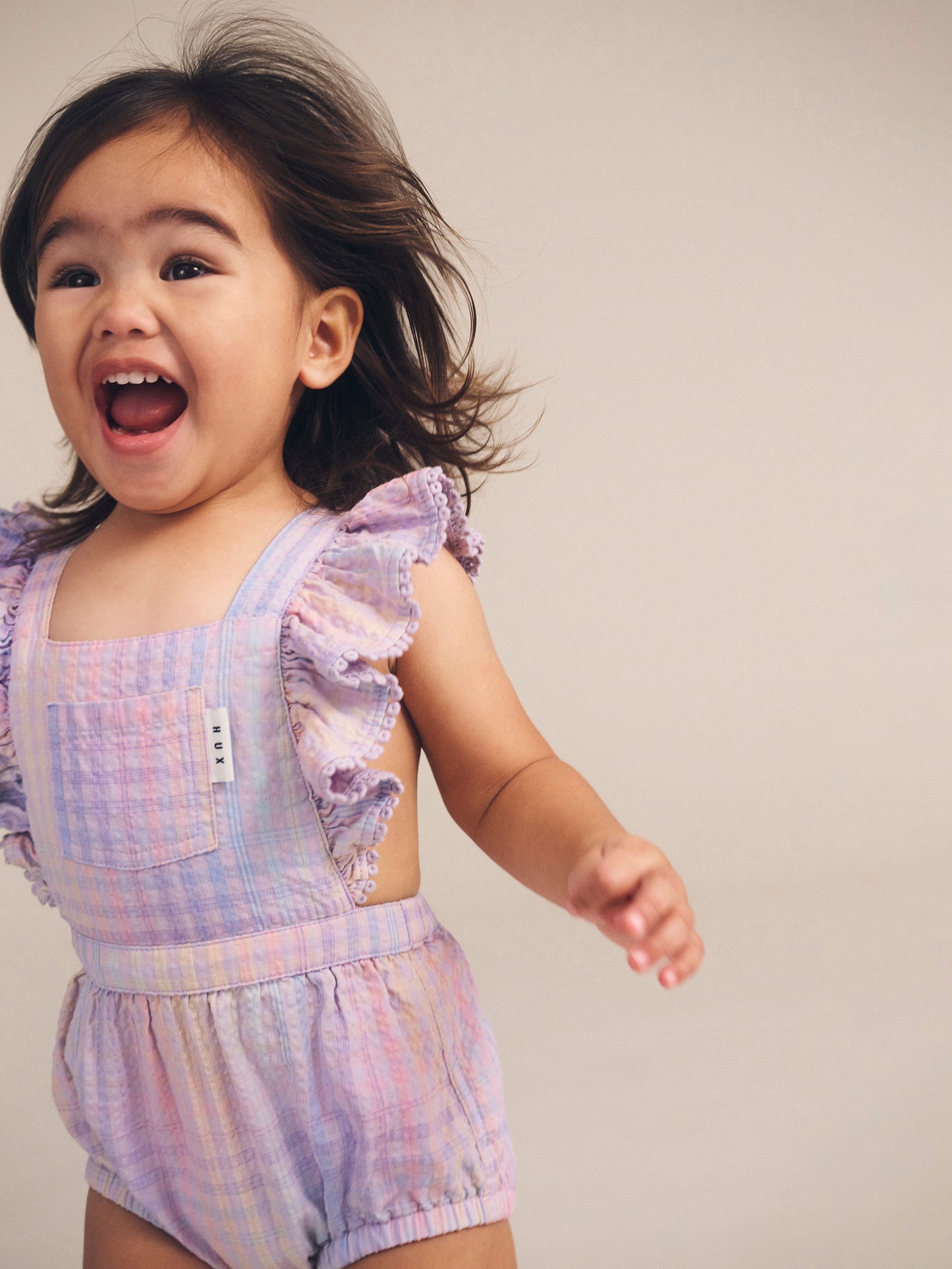 Huxbaby Rainbow Check Frill Playsuit