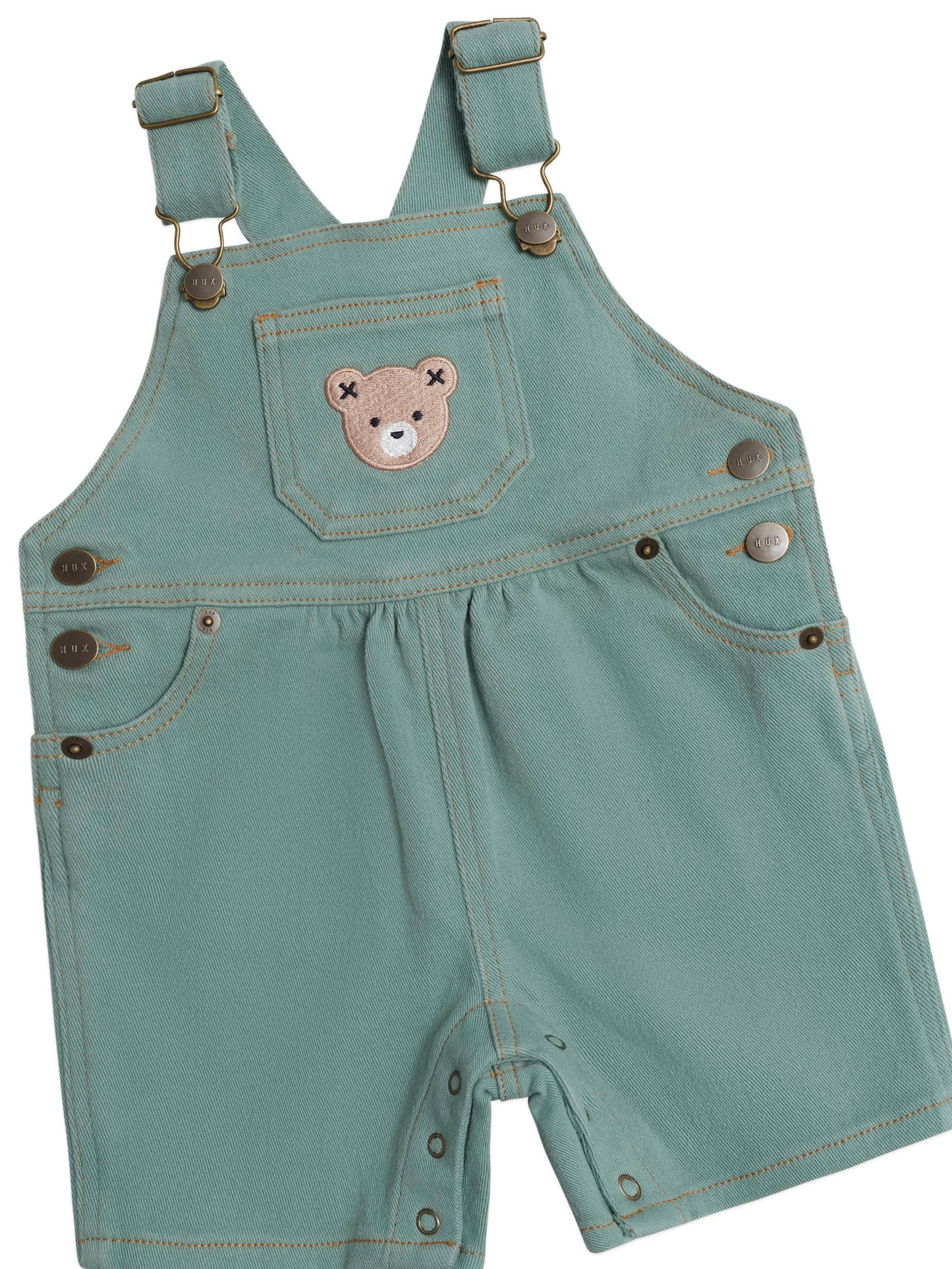 Huxbaby Denim Short Overalls Green