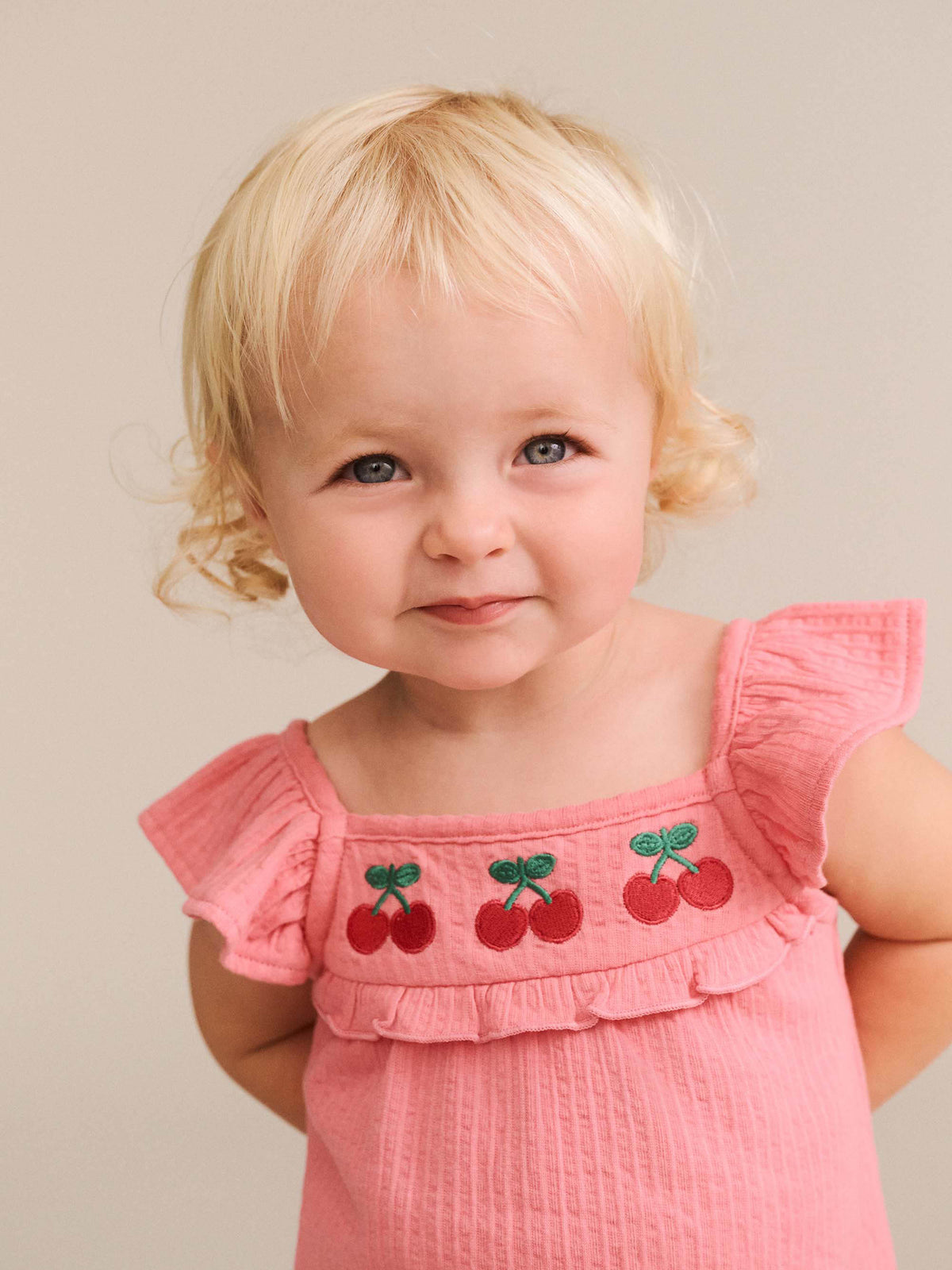 Huxbaby Cherry Embroidery Playsuit