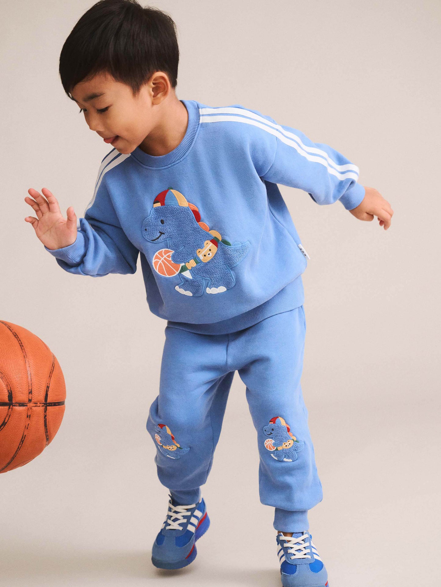Huxbaby Baller Dino Sporty Stripe Sweatshirt Vintage Blue