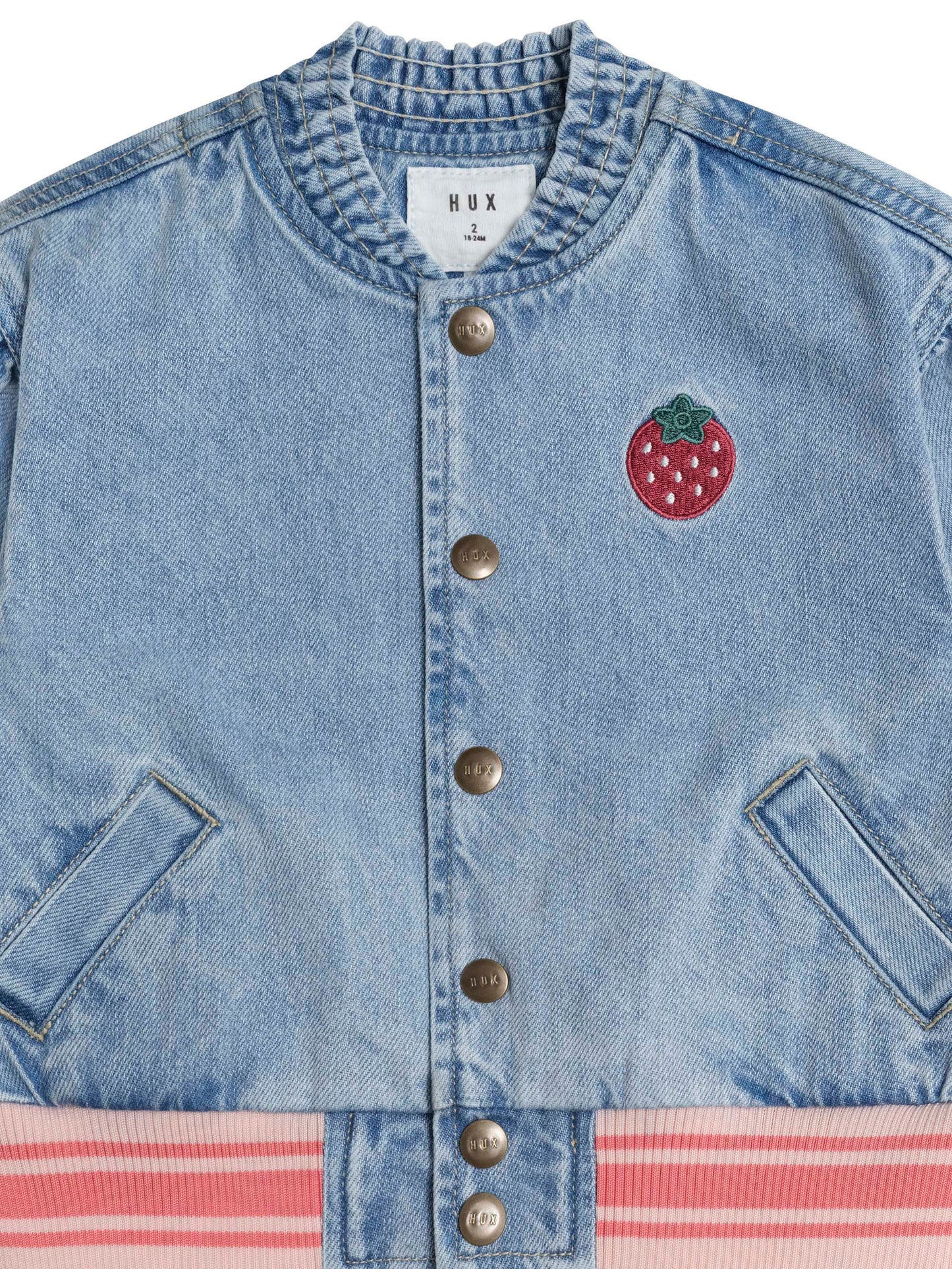 Huxbaby Dreamy Denim Strawberry Bomber