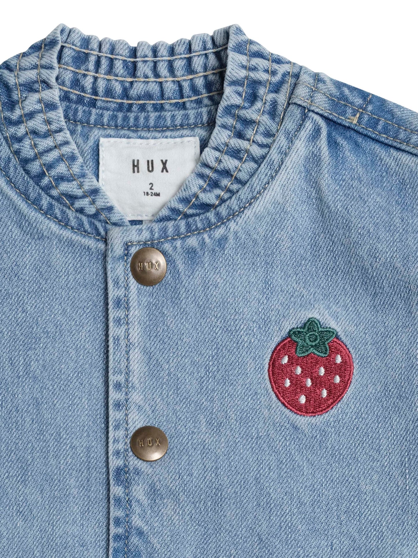 Huxbaby Dreamy Denim Strawberry Bomber