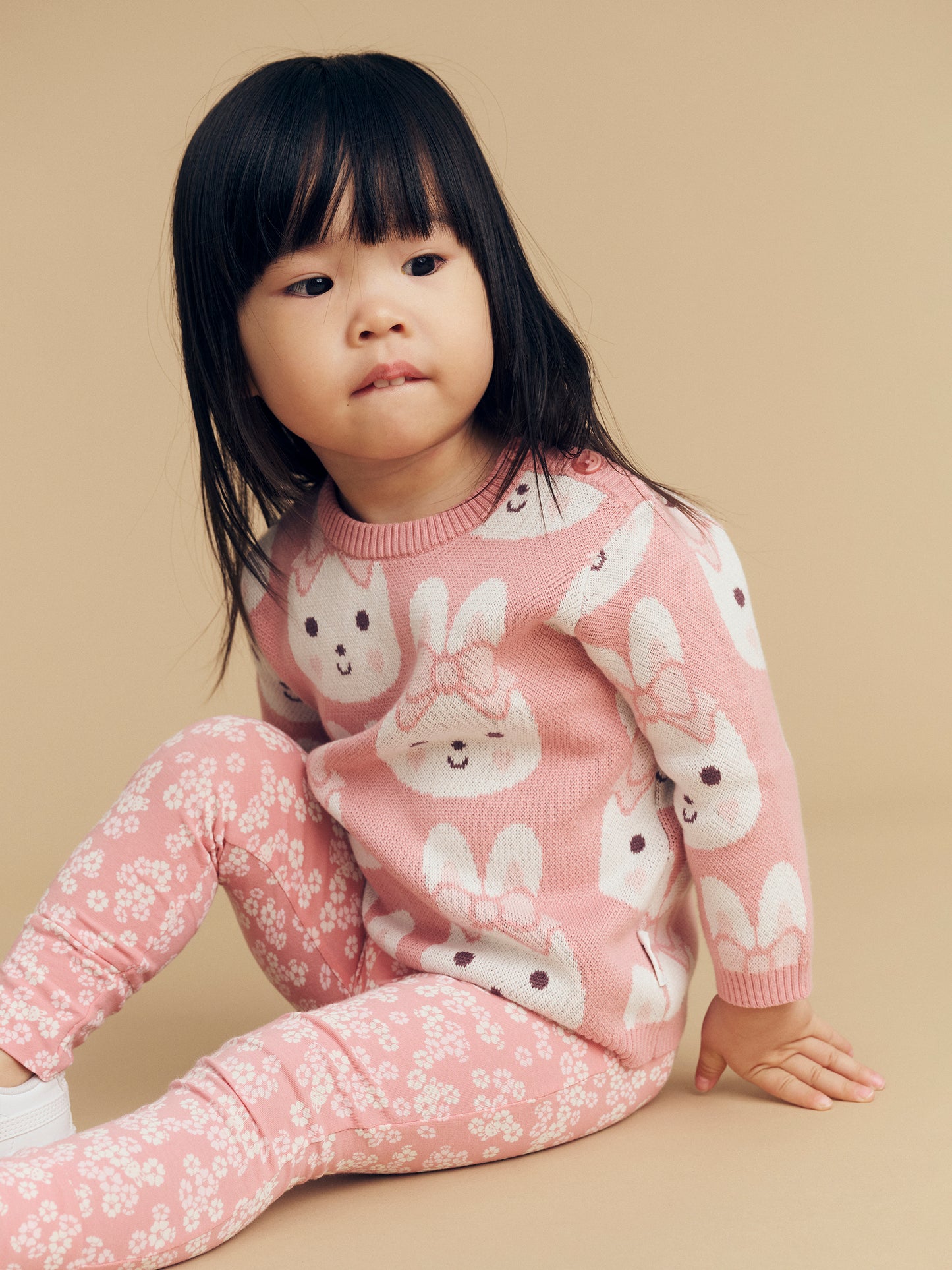 Huxbaby Bunny Love Knit Jumper Dusty Pink