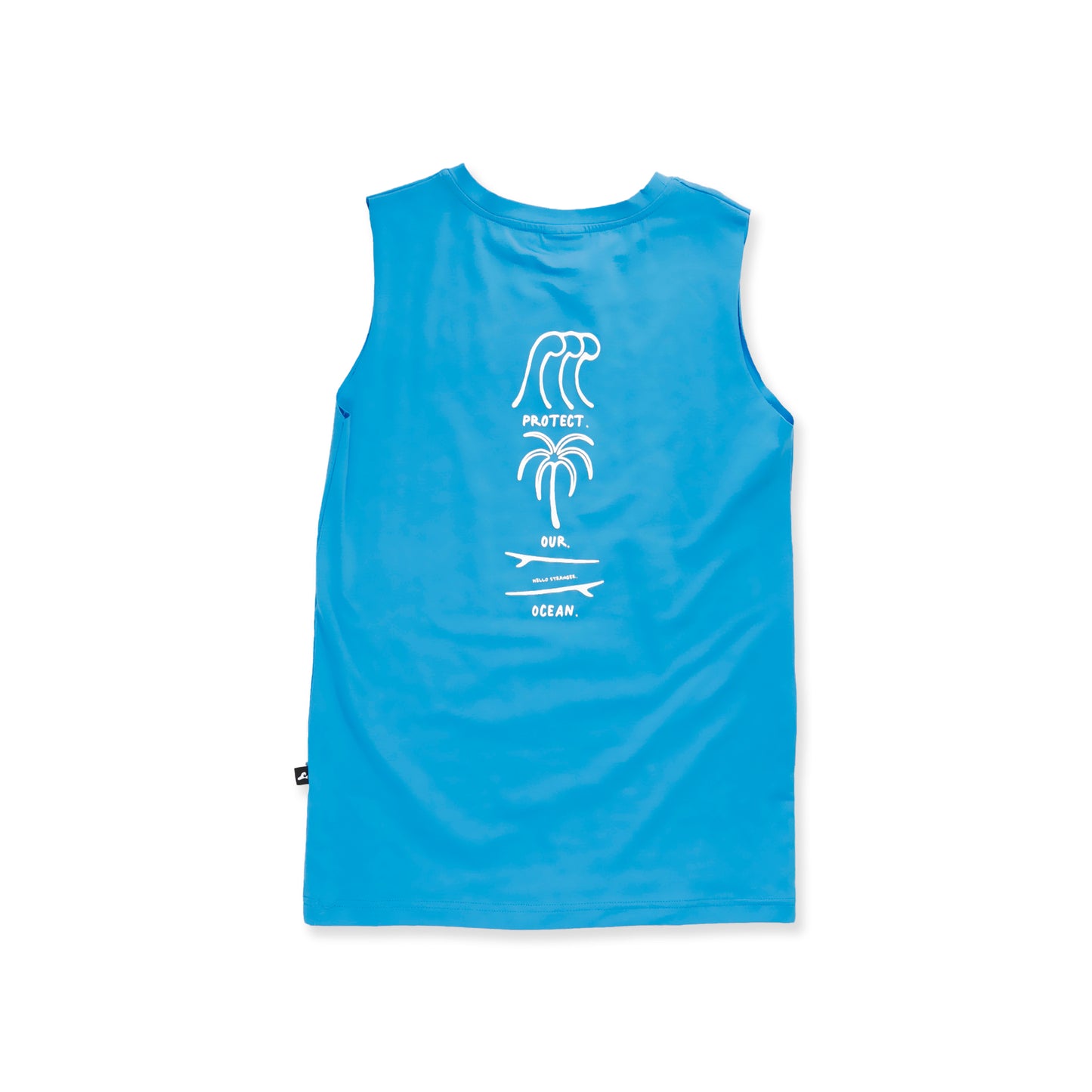 Hello Stranger Protect Our Ocean Muscle Tee Blue