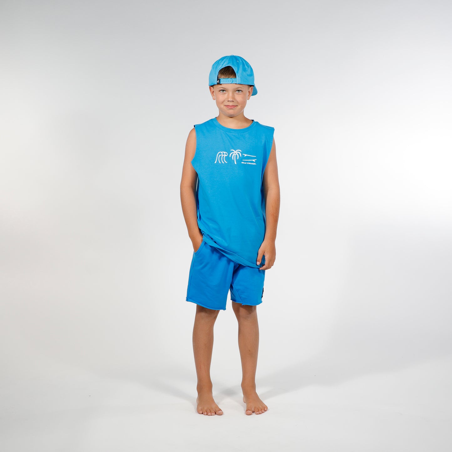 Hello Stranger Protect Our Ocean Muscle Tee Blue