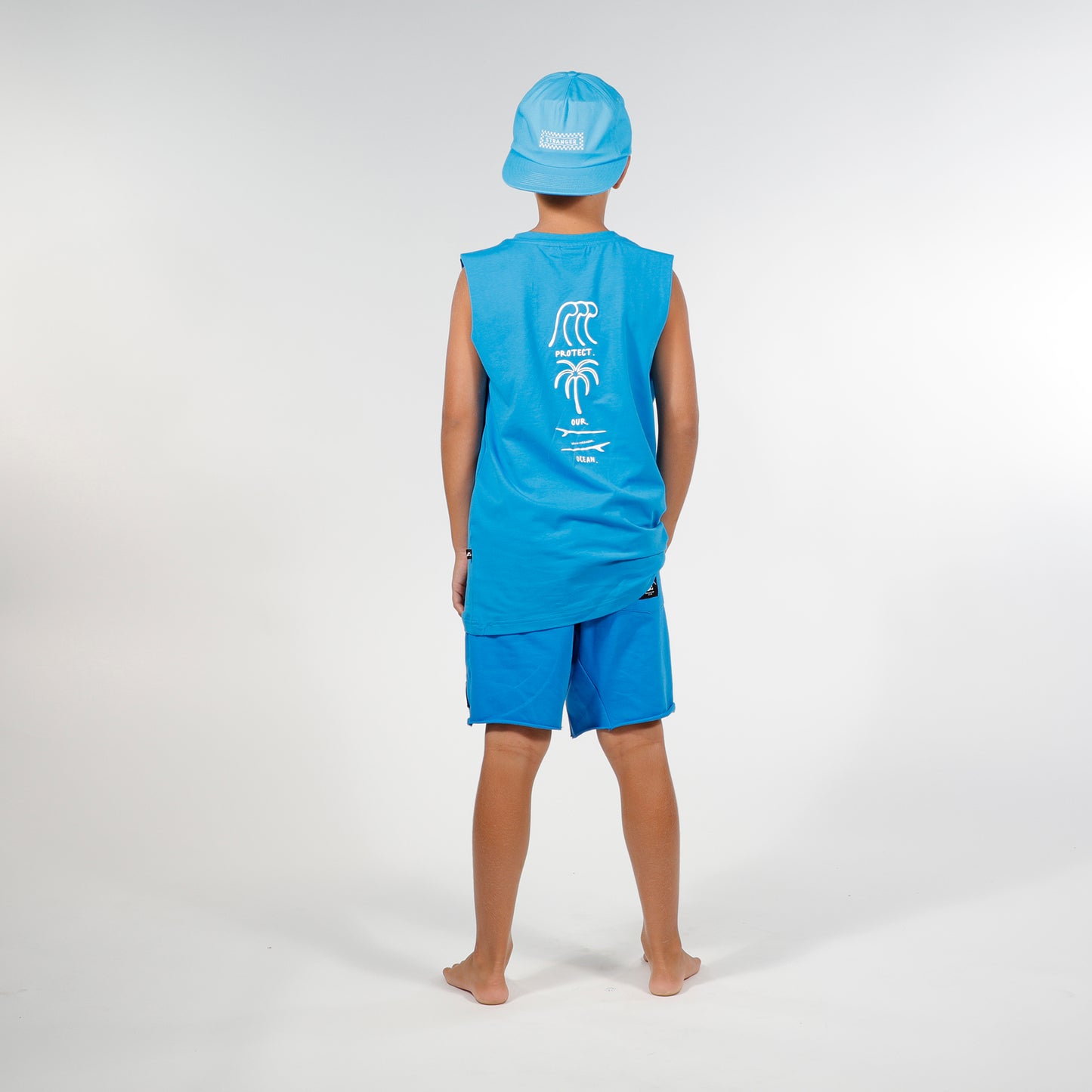 Hello Stranger Protect Our Ocean Muscle Tee Blue