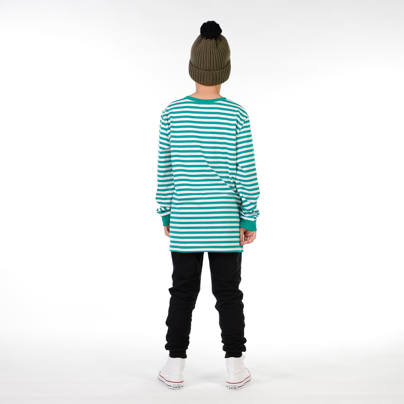Hello Stranger Long Sleeve Tee Green Stripe