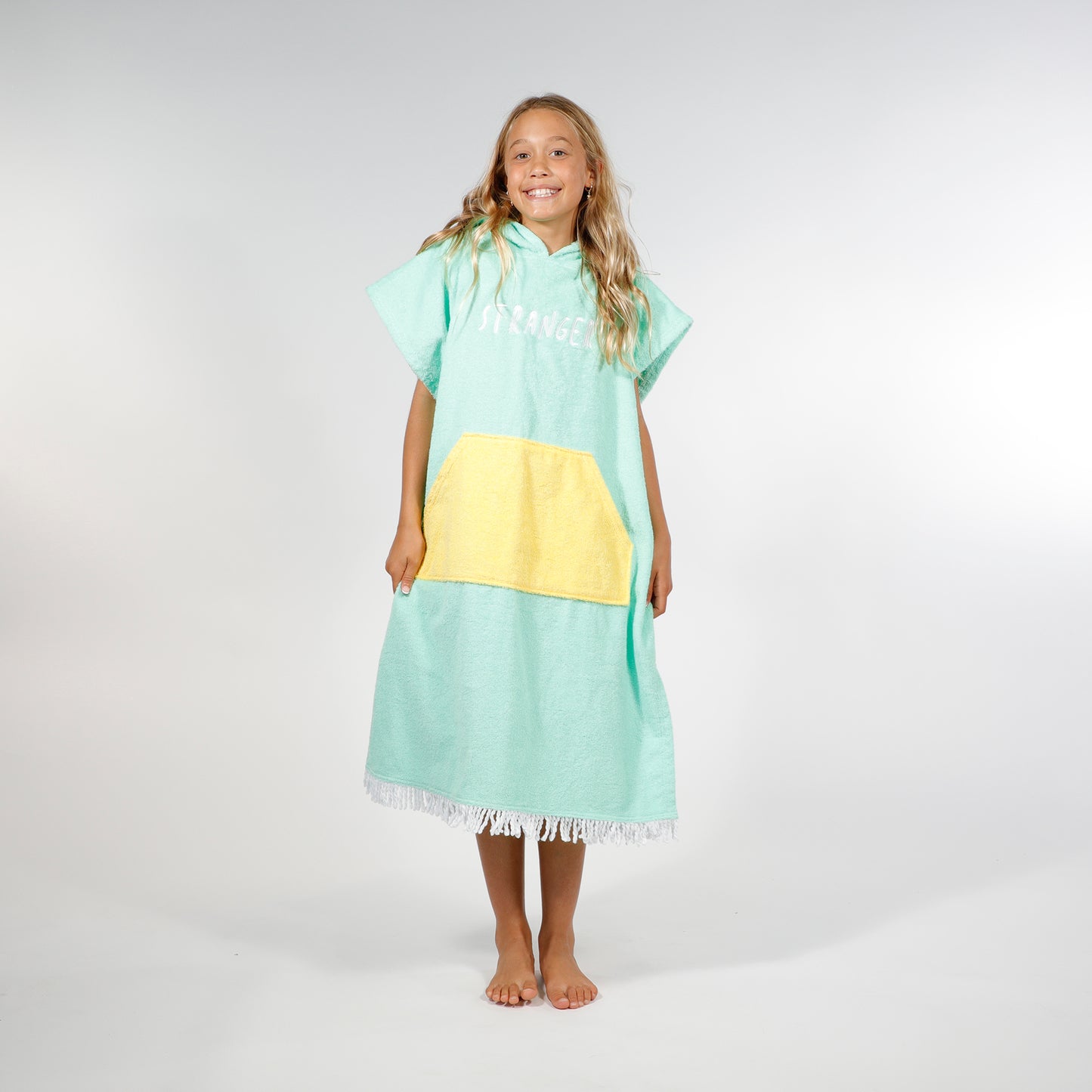 Hello Stranger Poncho Towel Mint Yellow