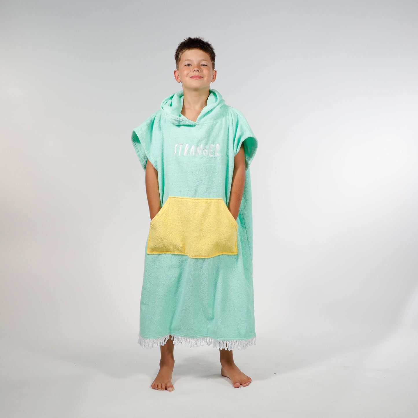 Hello Stranger Poncho Towel Mint Yellow
