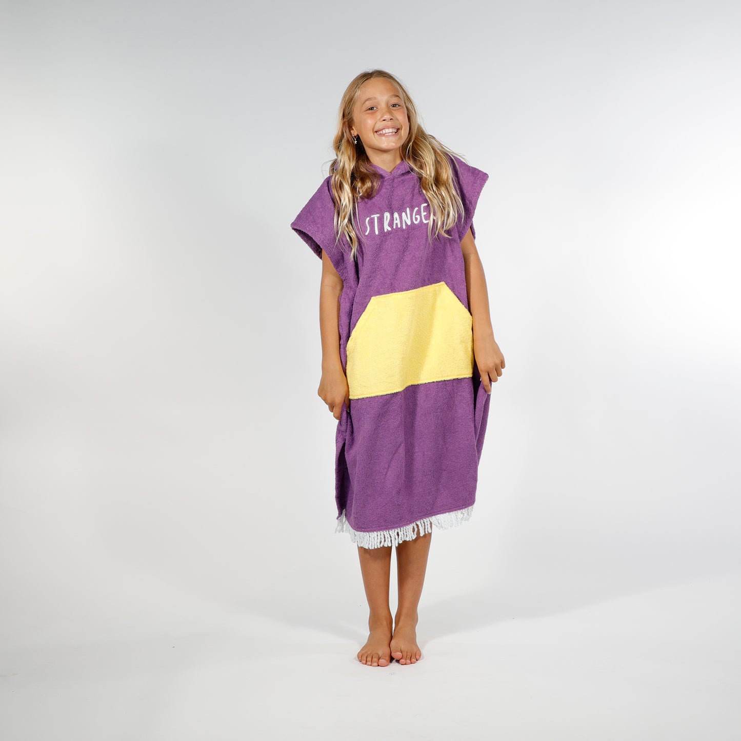 Hello Stranger Poncho Towel Purple Yellow