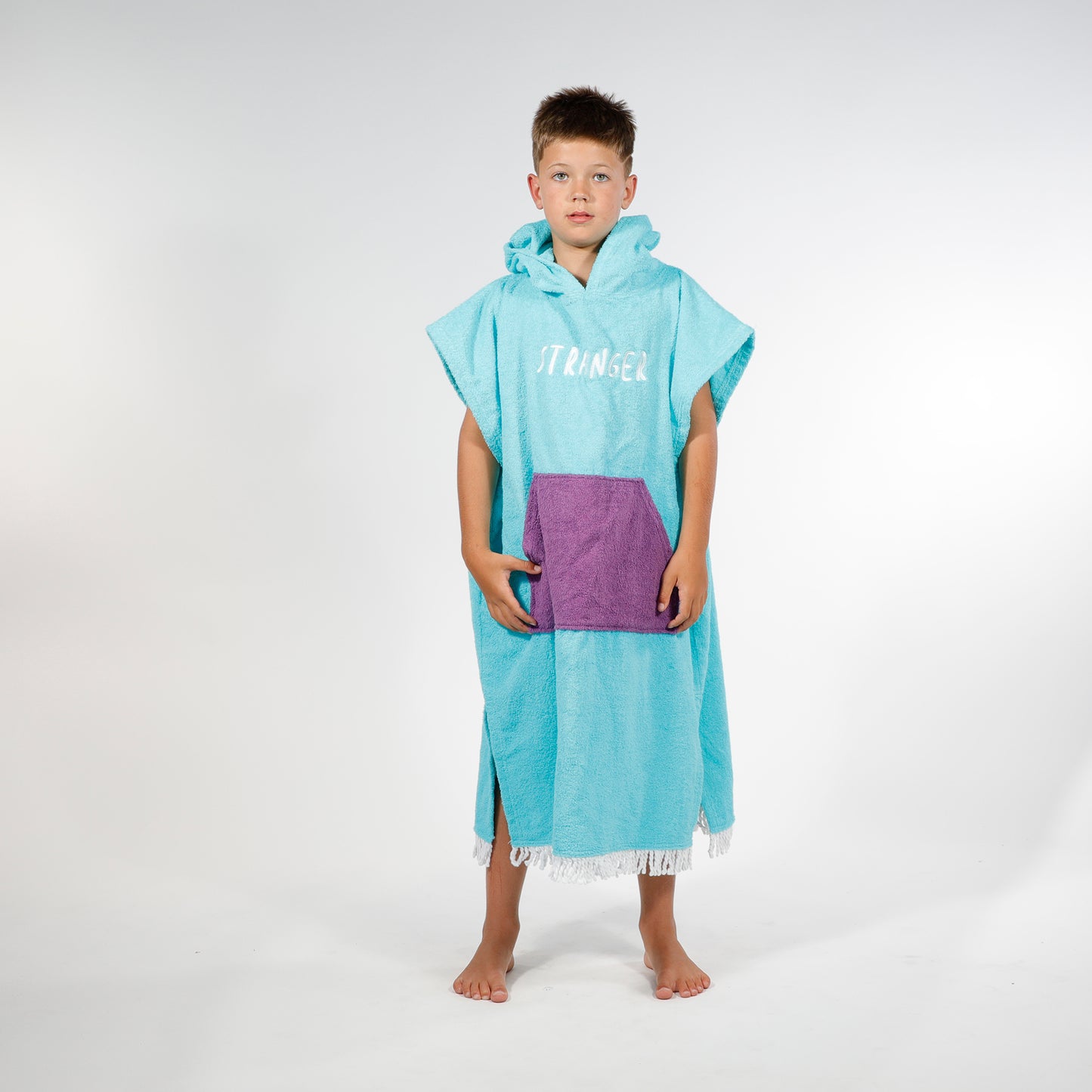 Hello Stranger Poncho Towel Turquoise Purple