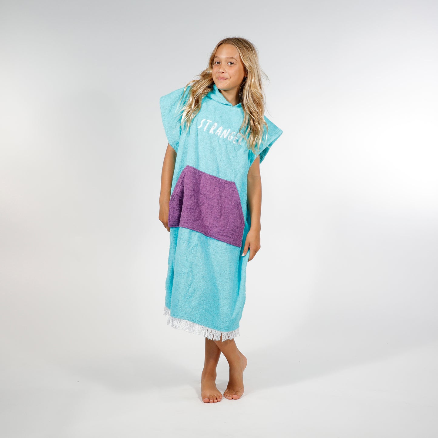 Hello Stranger Poncho Towel Turquoise Purple