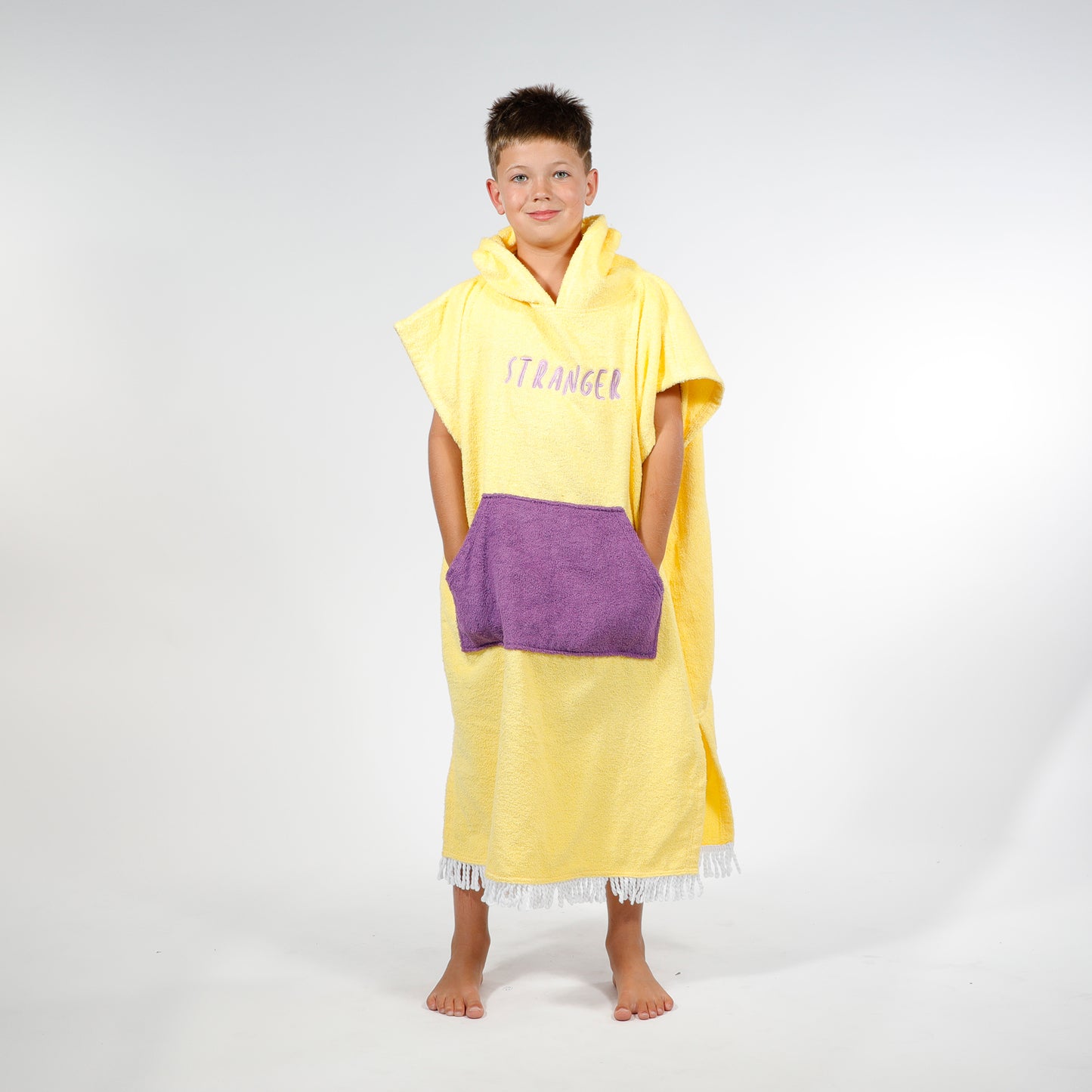 Hello Stranger Poncho Towel Yellow Purple