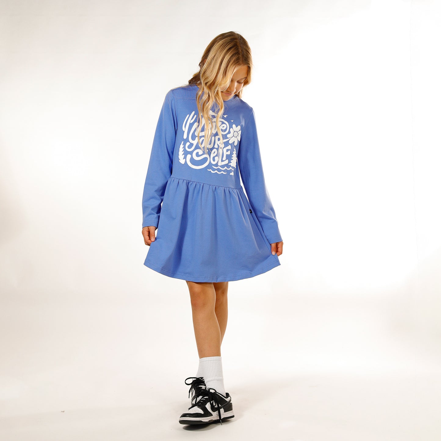 Hello Stranger Long Sleeve Monday Dress Blueberry