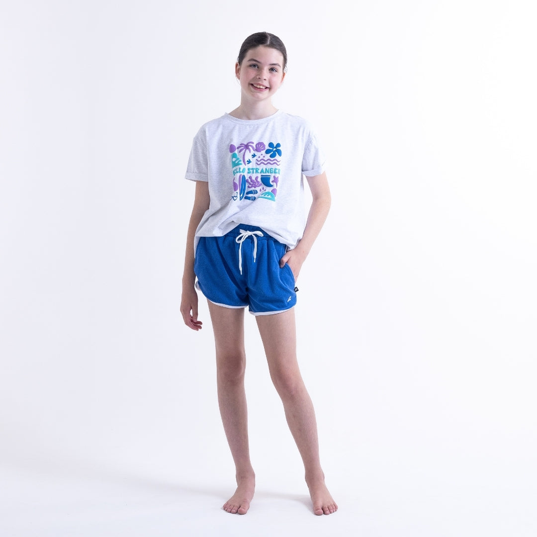 Hello Stranger Holiday Vibes Bailey Short Sleeve Tee White Marle