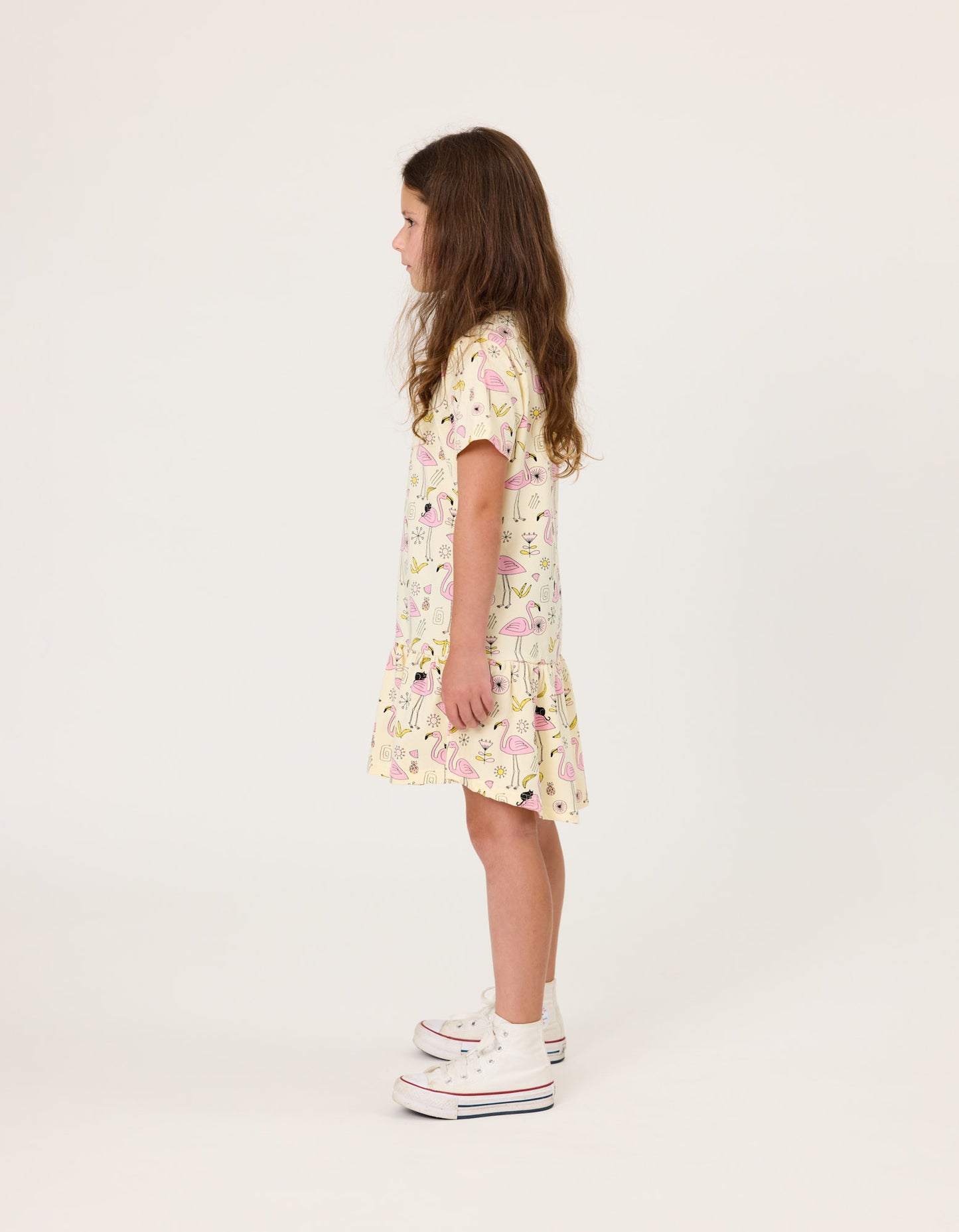 Radicool Flamingoes Frill Dress Buttercream