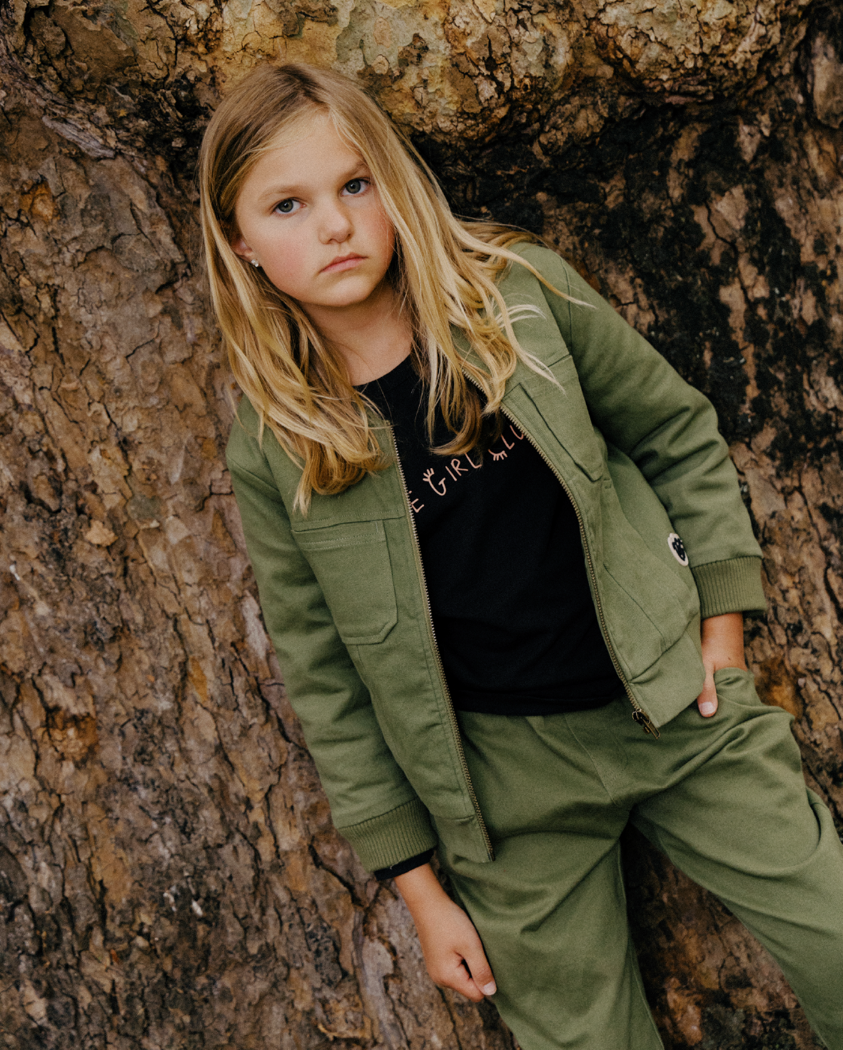 The Girl Club Khaki Fox Bomber Jacket