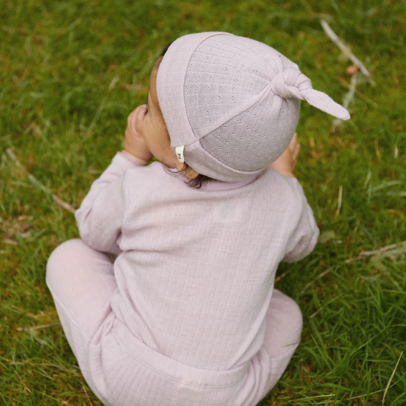 Nature Baby Merino Essential Long Sleeve Bodysuit Pointelle Lilac