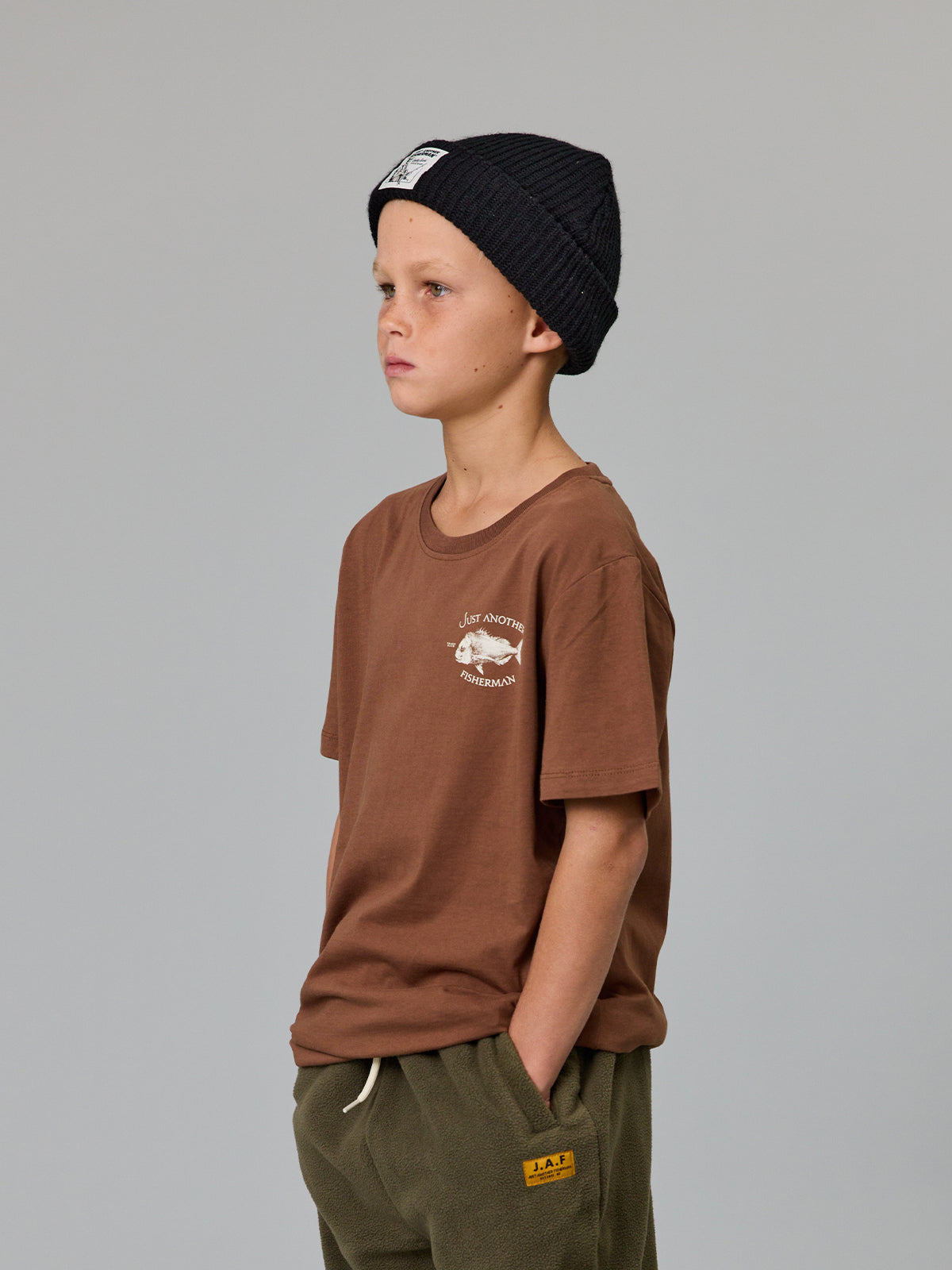 Just Another Fisherman Mini Snapper Tee Brown