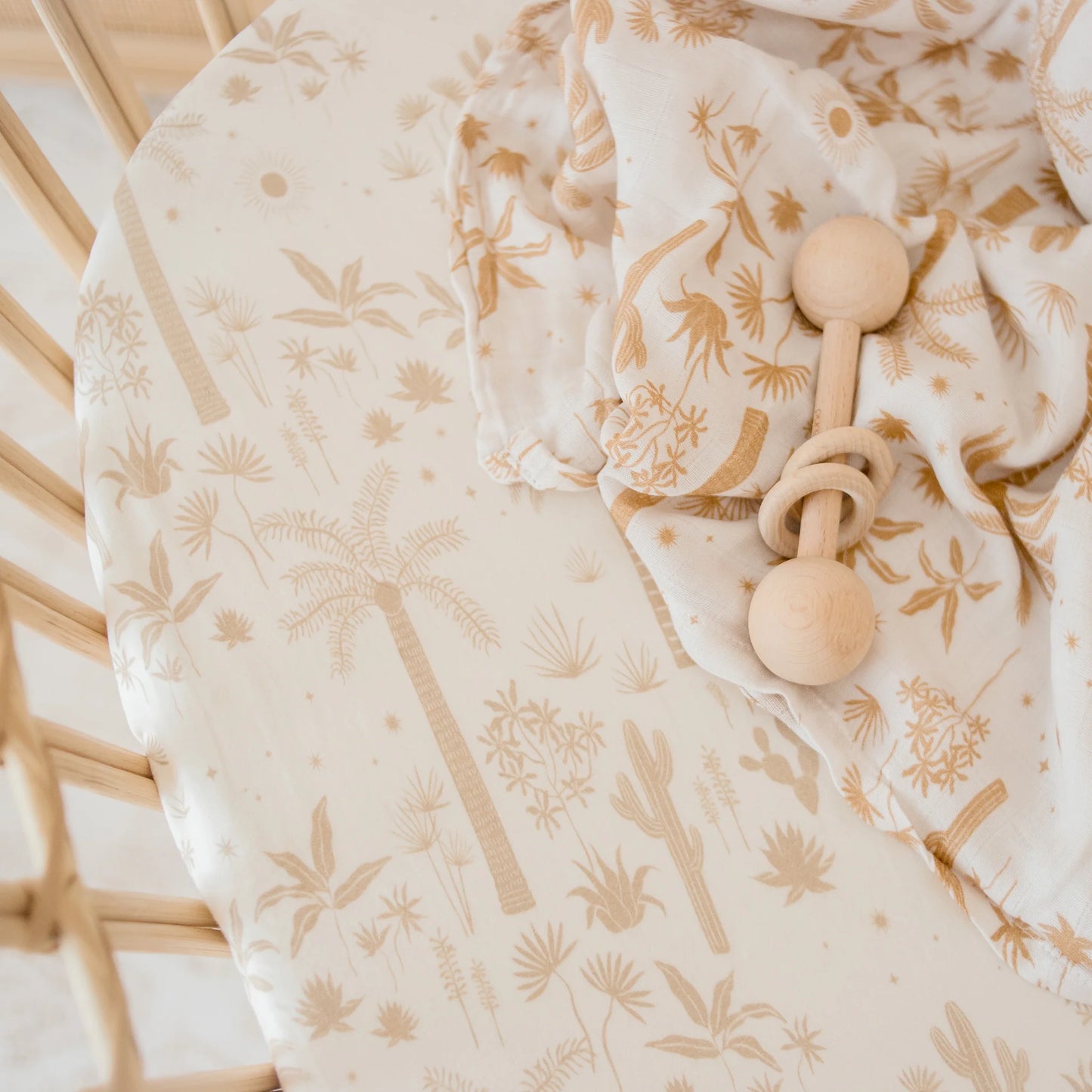 Fox & Fallow Desert Palms Organic Fitted Bassinet Sheet