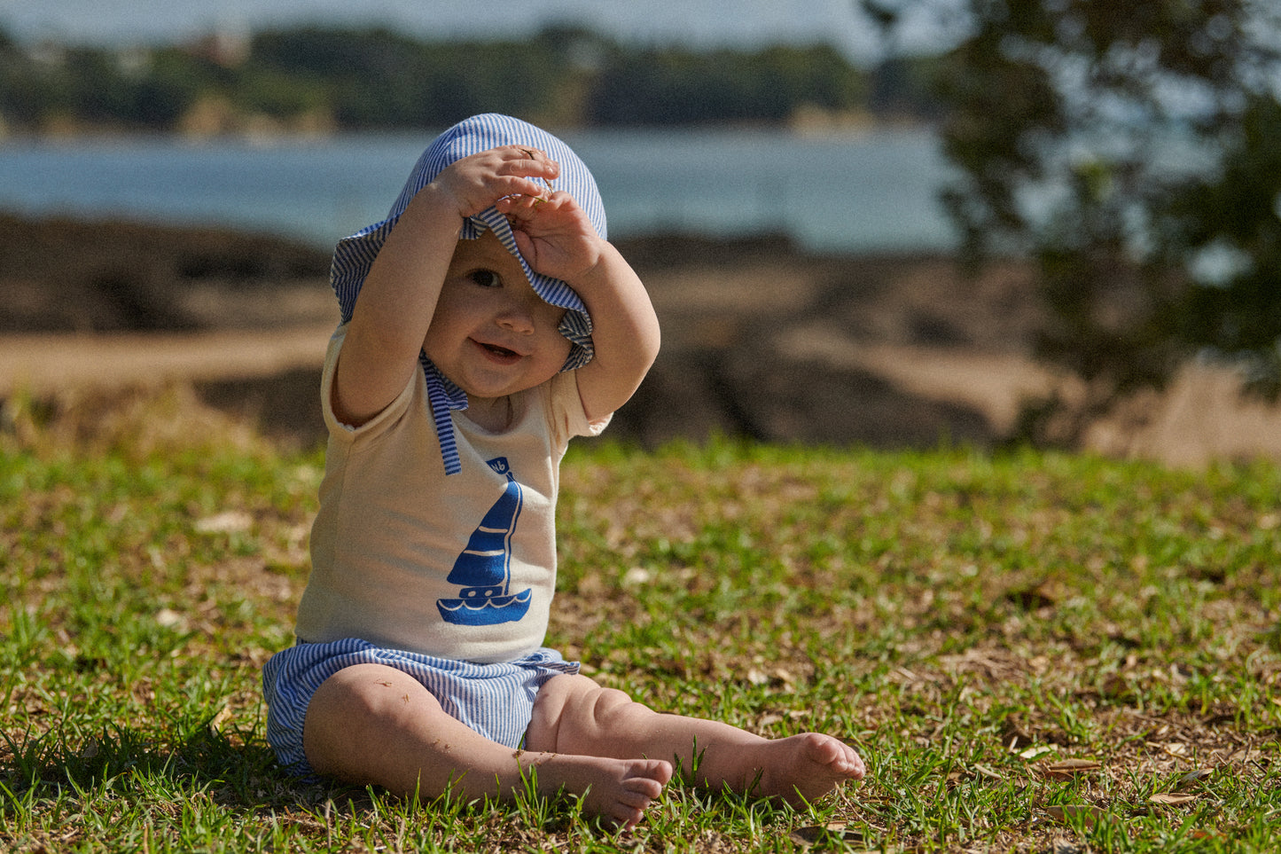 Nature Baby Arie Shorts Linen Blue Stripe
