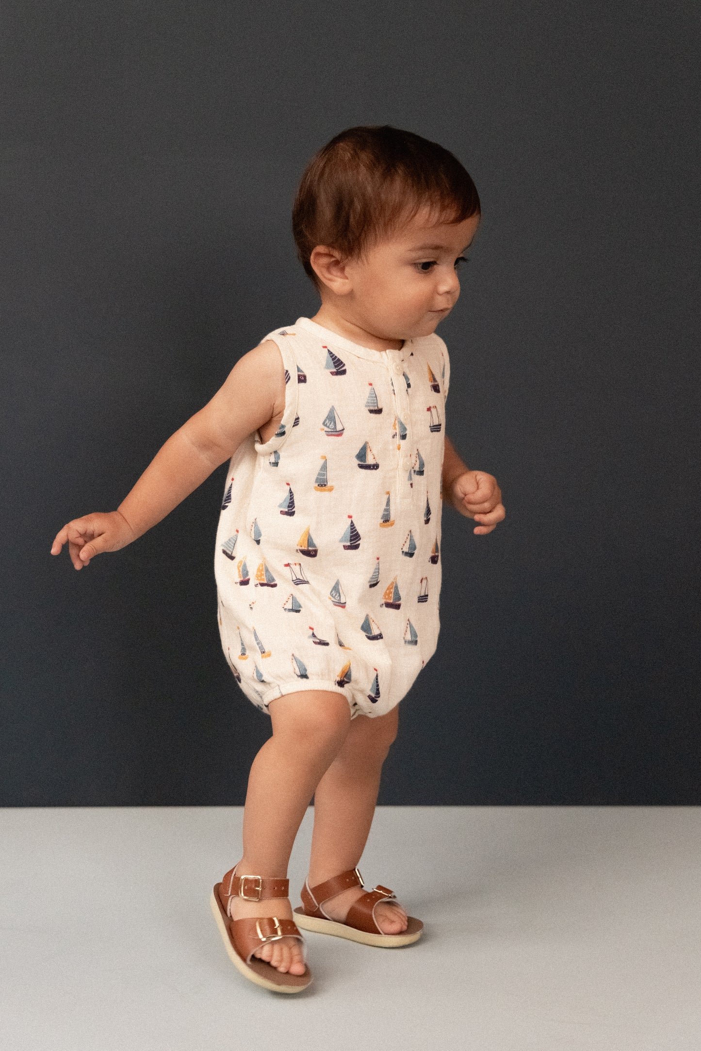 Nature Baby Cedar Suit Muslin Regatta Print