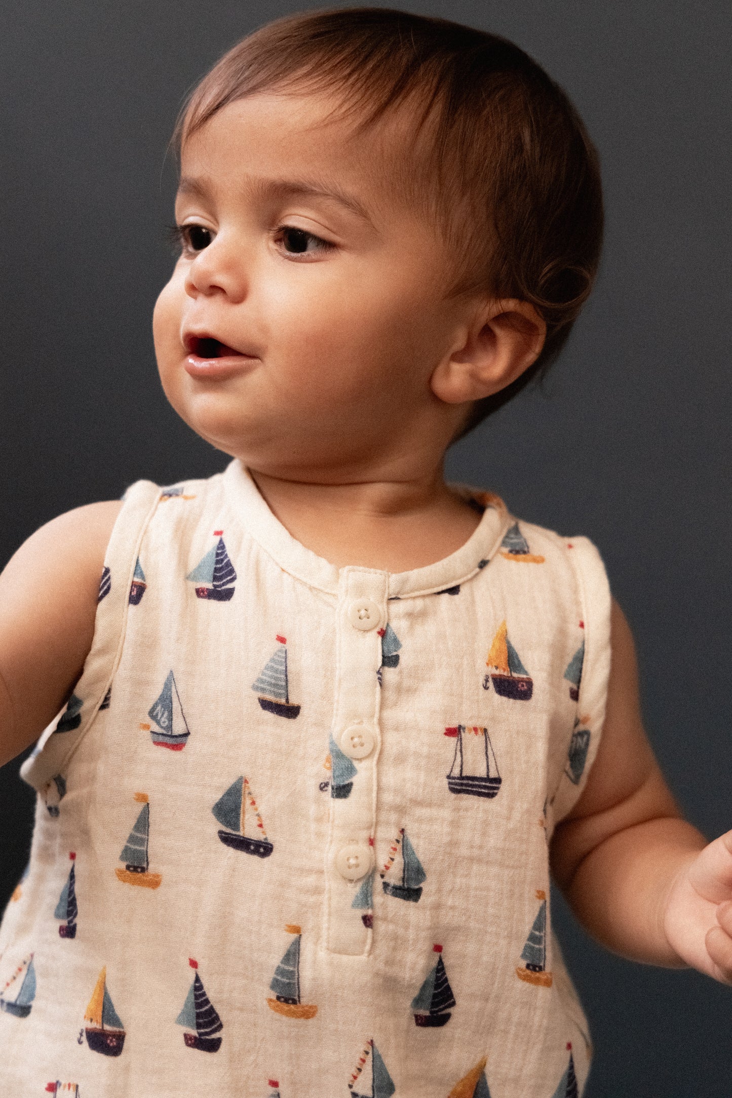 Nature Baby Cedar Suit Muslin Regatta Print