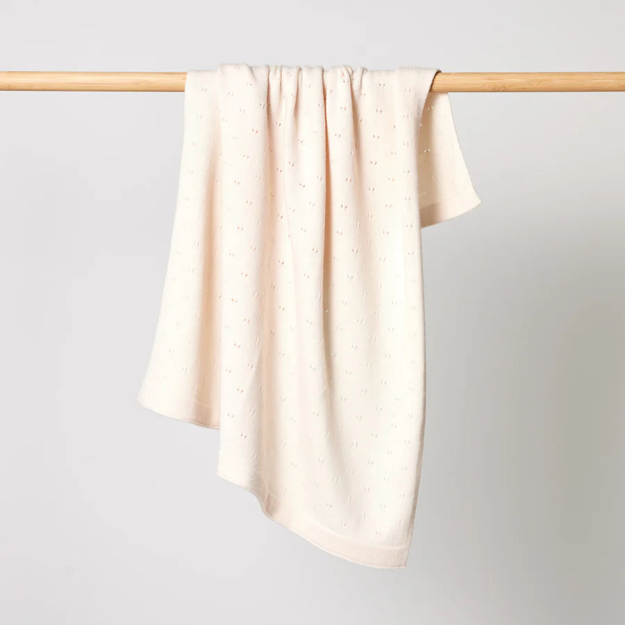 Over the Dandelions Merino Baby Blanket Ivory