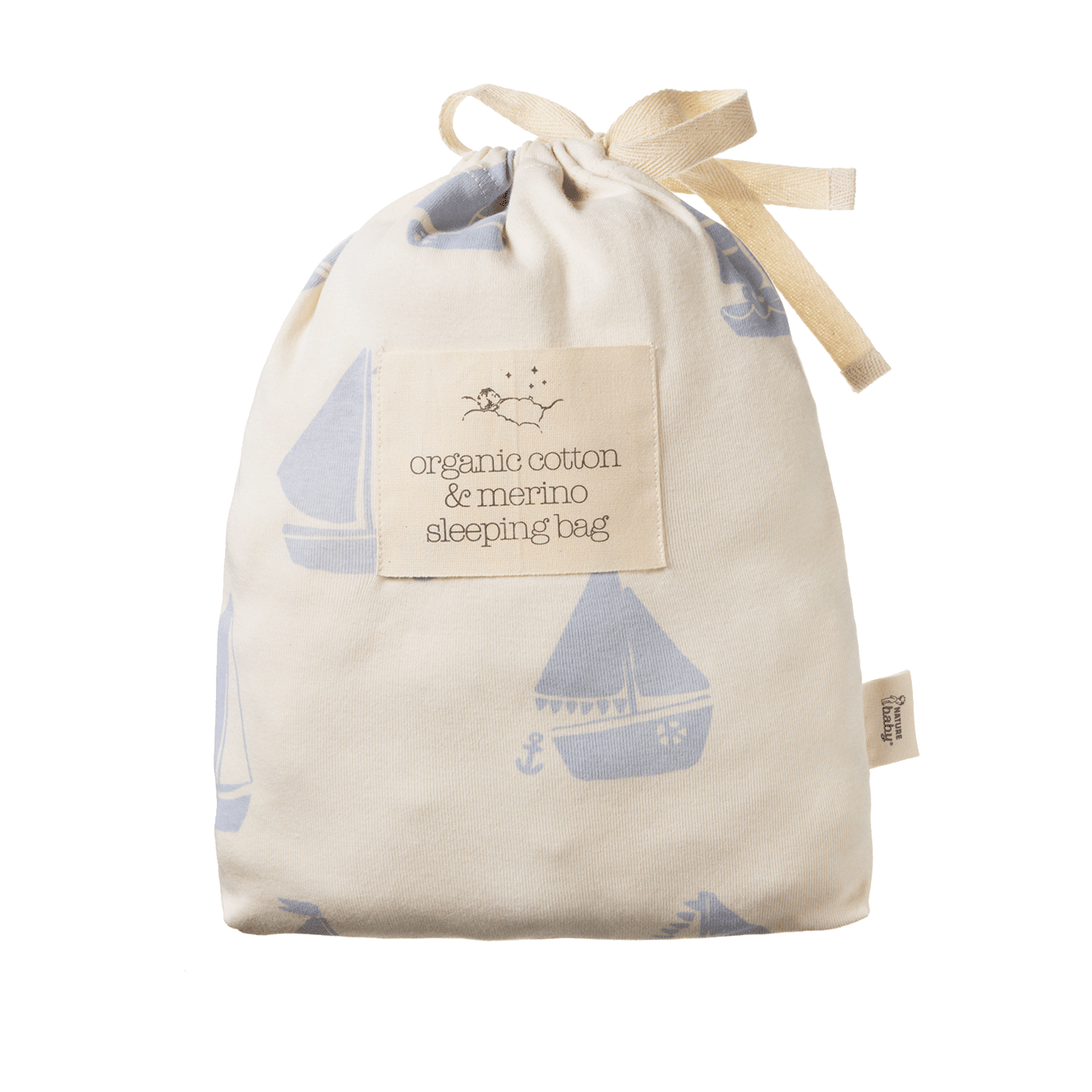Nature Baby Organic Cotton & Merino Sleeping Bag Regatta Blue Print