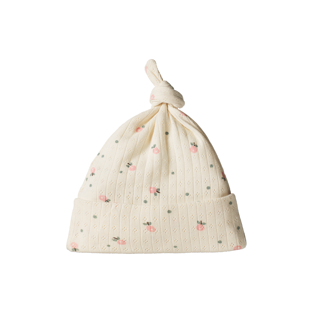 Nature Baby Knotted Beanie Pointelle Posey Blossom Print