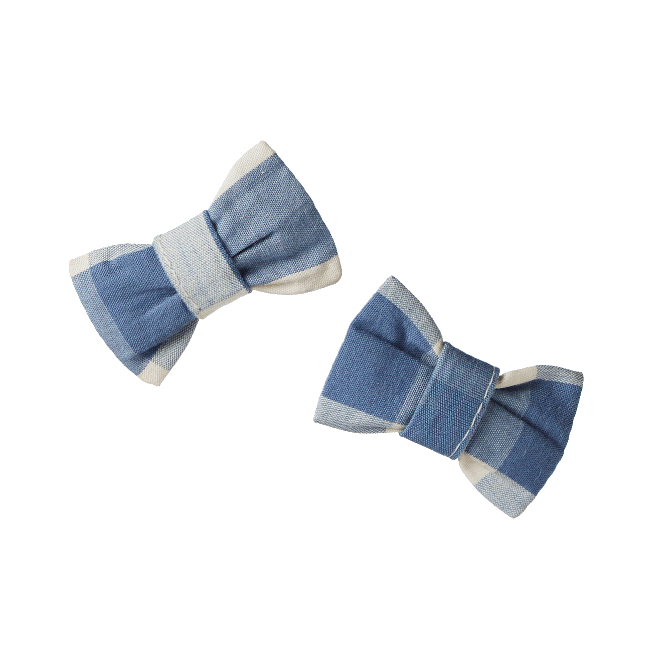 Nature Baby Small Bow Hair Clips Bluebelle Check 2pack