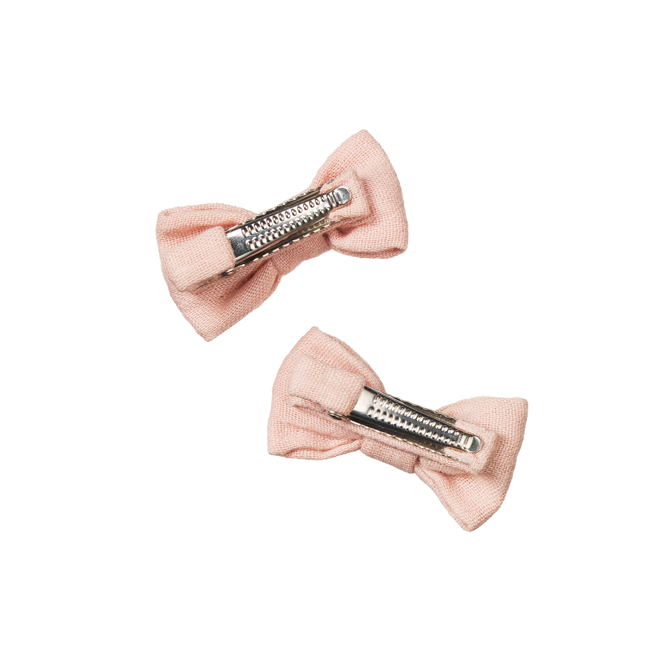 Nature Baby Small Bow Hair Clips Rose Dust Crinkle 2pack