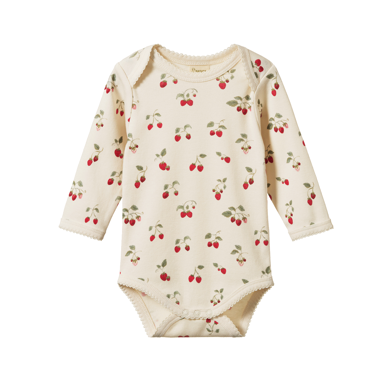 Nature Baby Long Sleeve Bodysuit Strawberry Blush Print