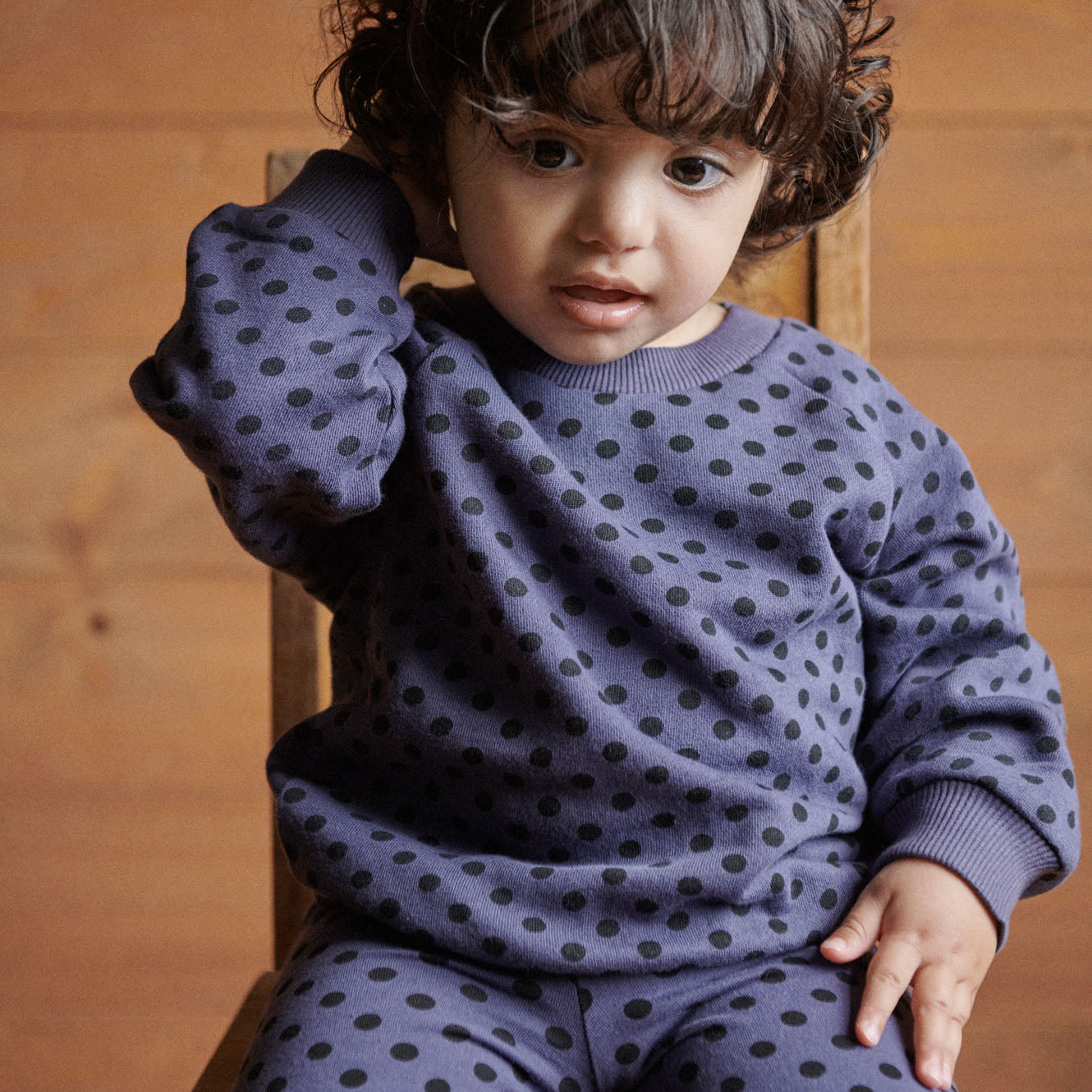 Nature Baby Emerson Sweater Violet Polka Dot Print