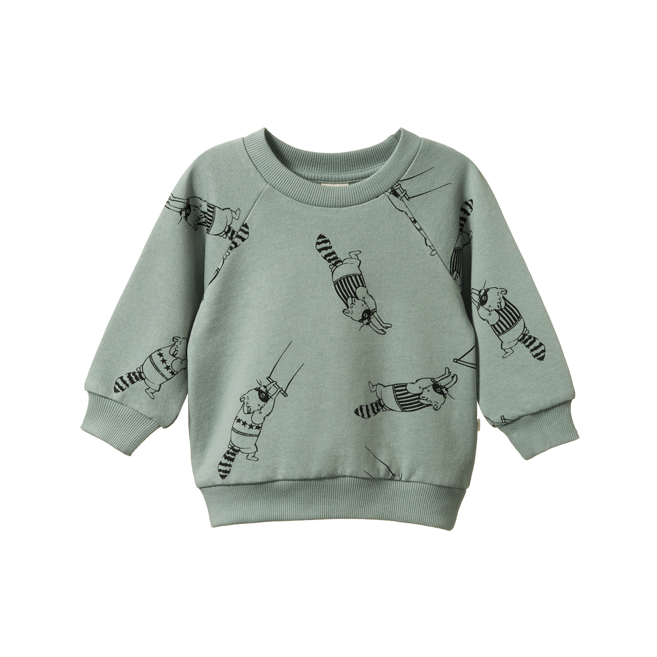 Nature Baby Emerson Sweater Raccoon Rhapsody Print