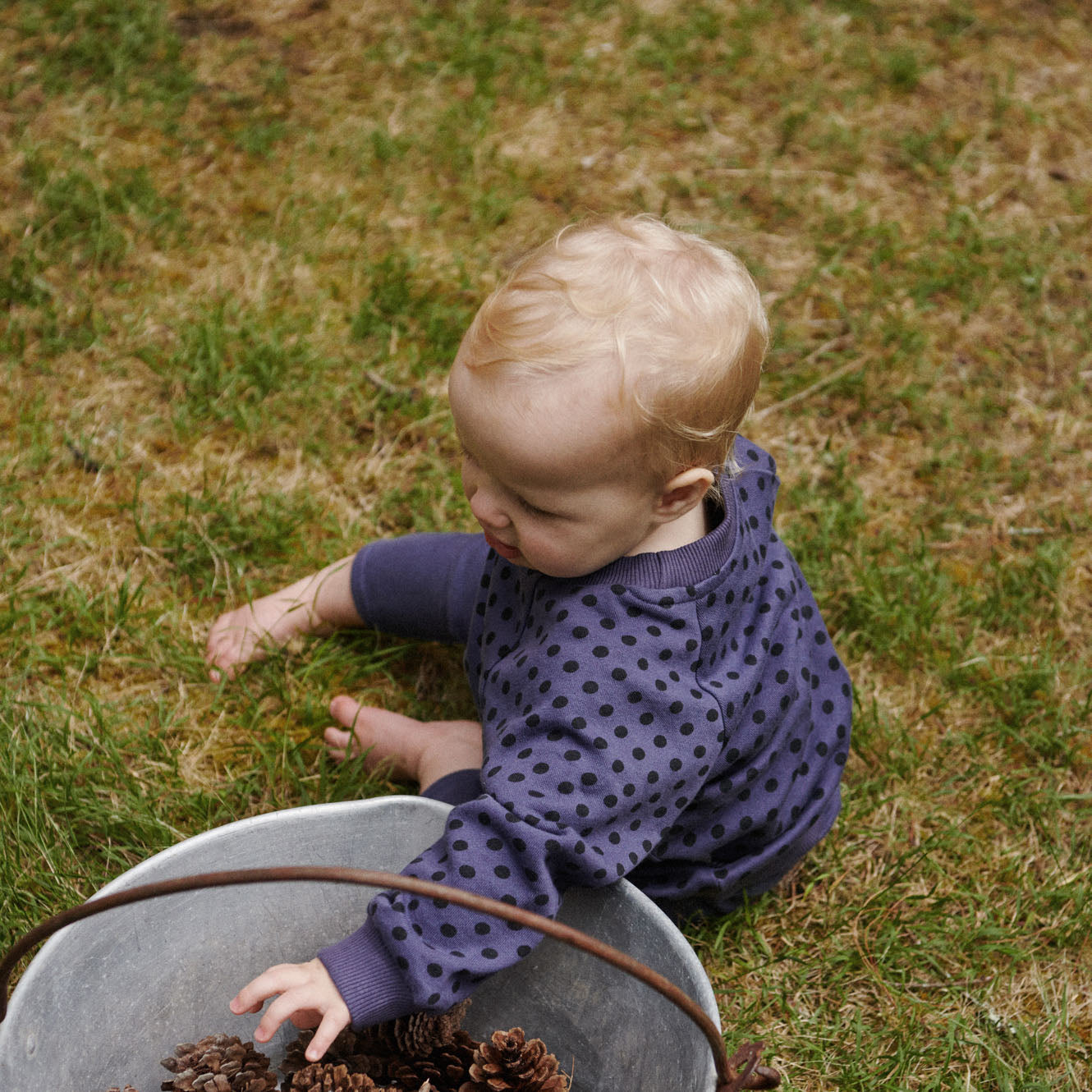 Nature Baby Emerson Sweater Violet Polka Dot Print