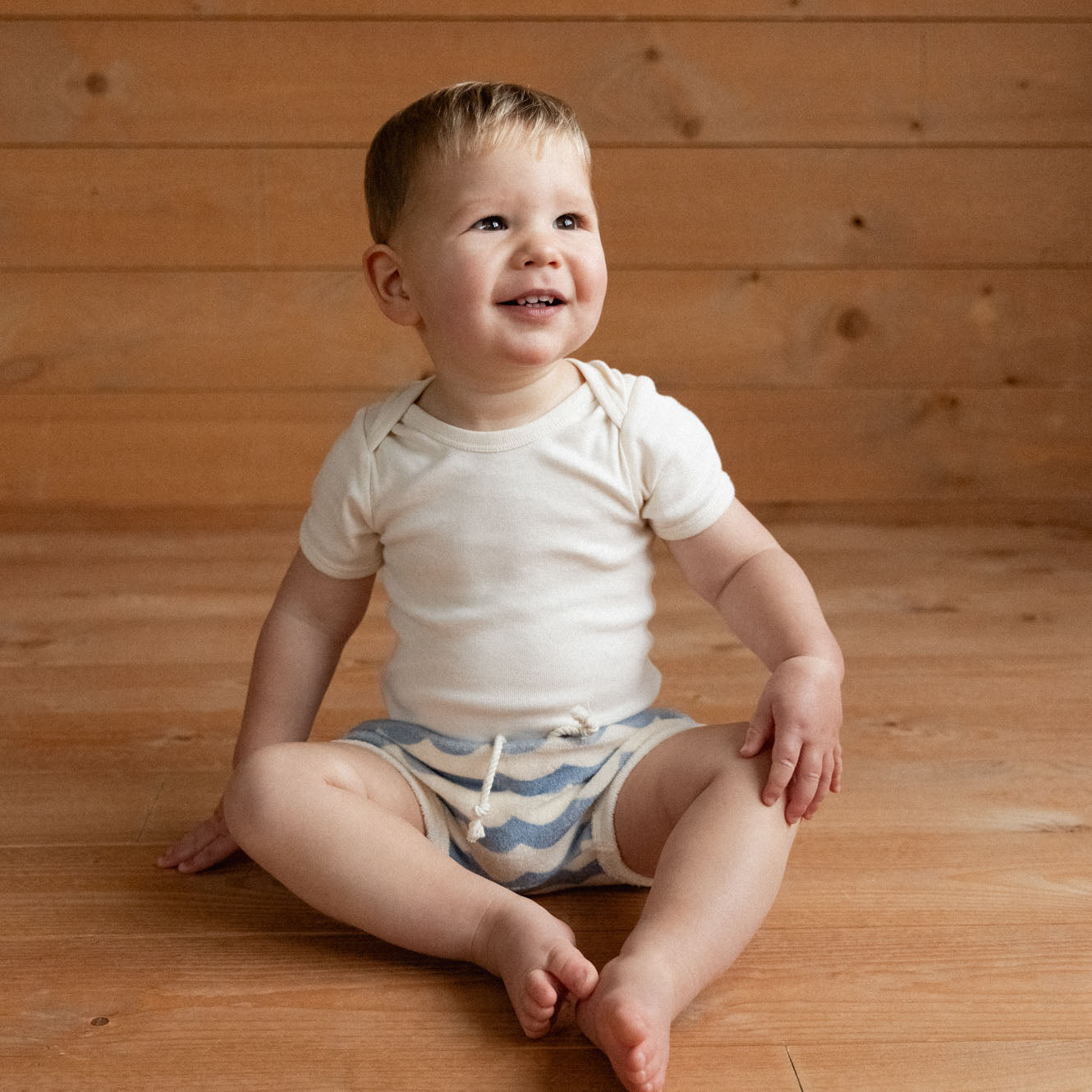 Nature Baby Terry Short Waves Print