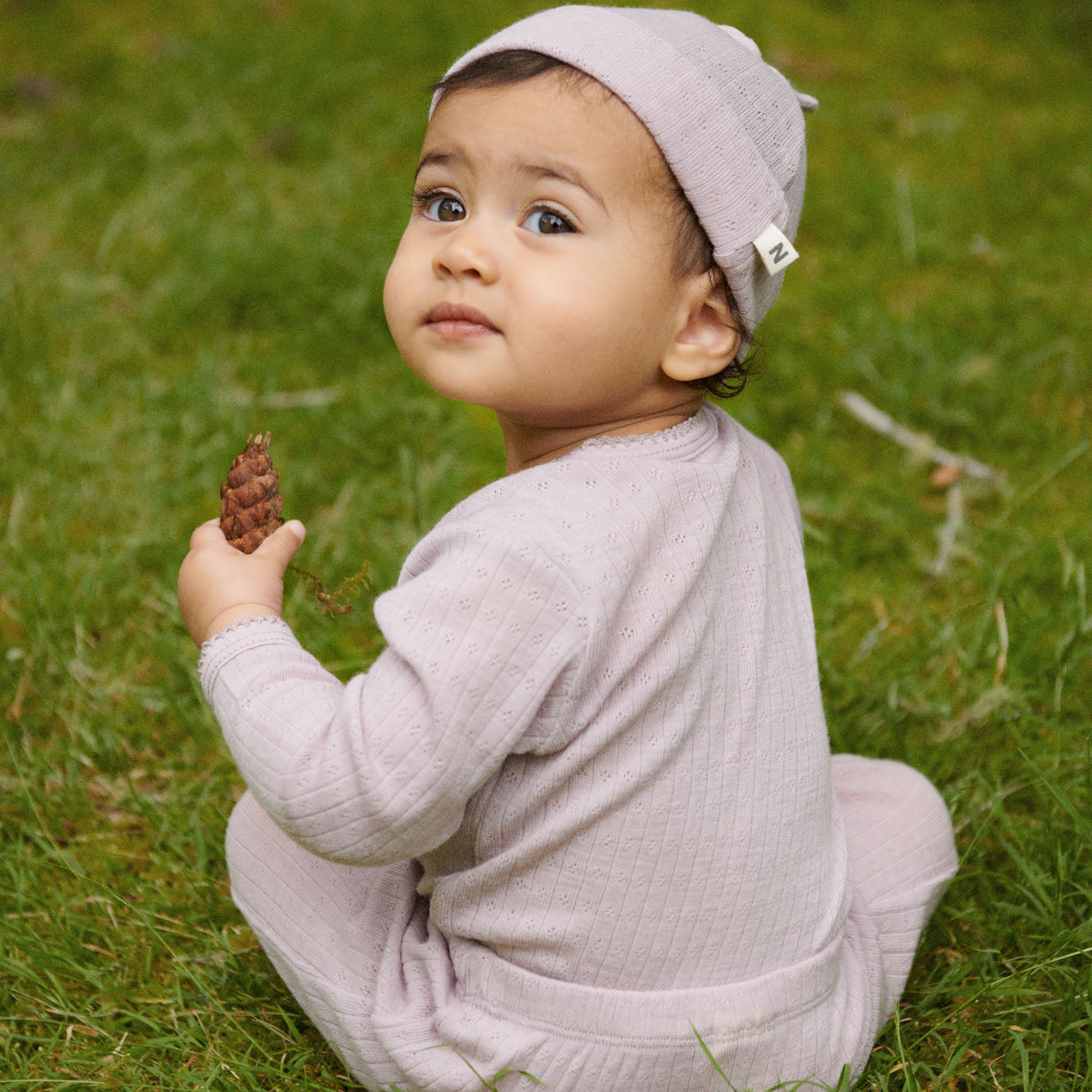 Nature Baby Merino Essential Drawstring Pants Pointelle Lilac