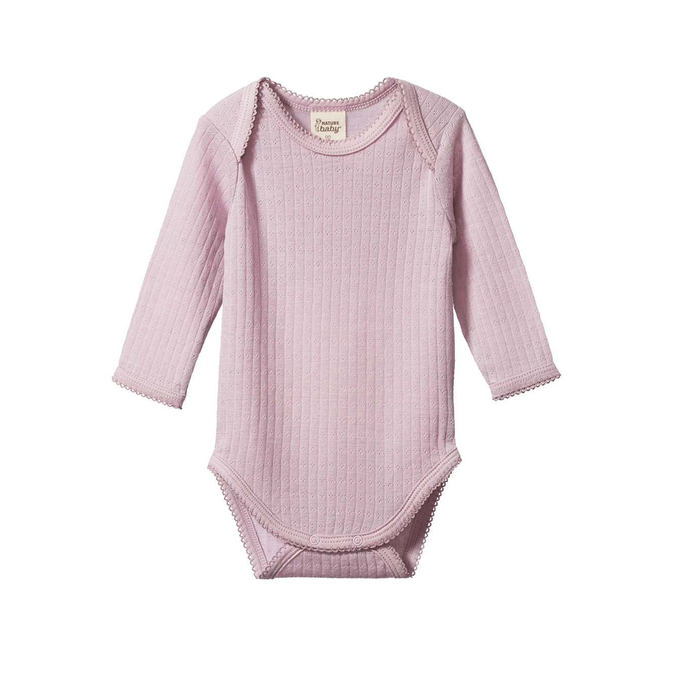 Nature Baby Merino Essential Long Sleeve Bodysuit Pointelle Lilac