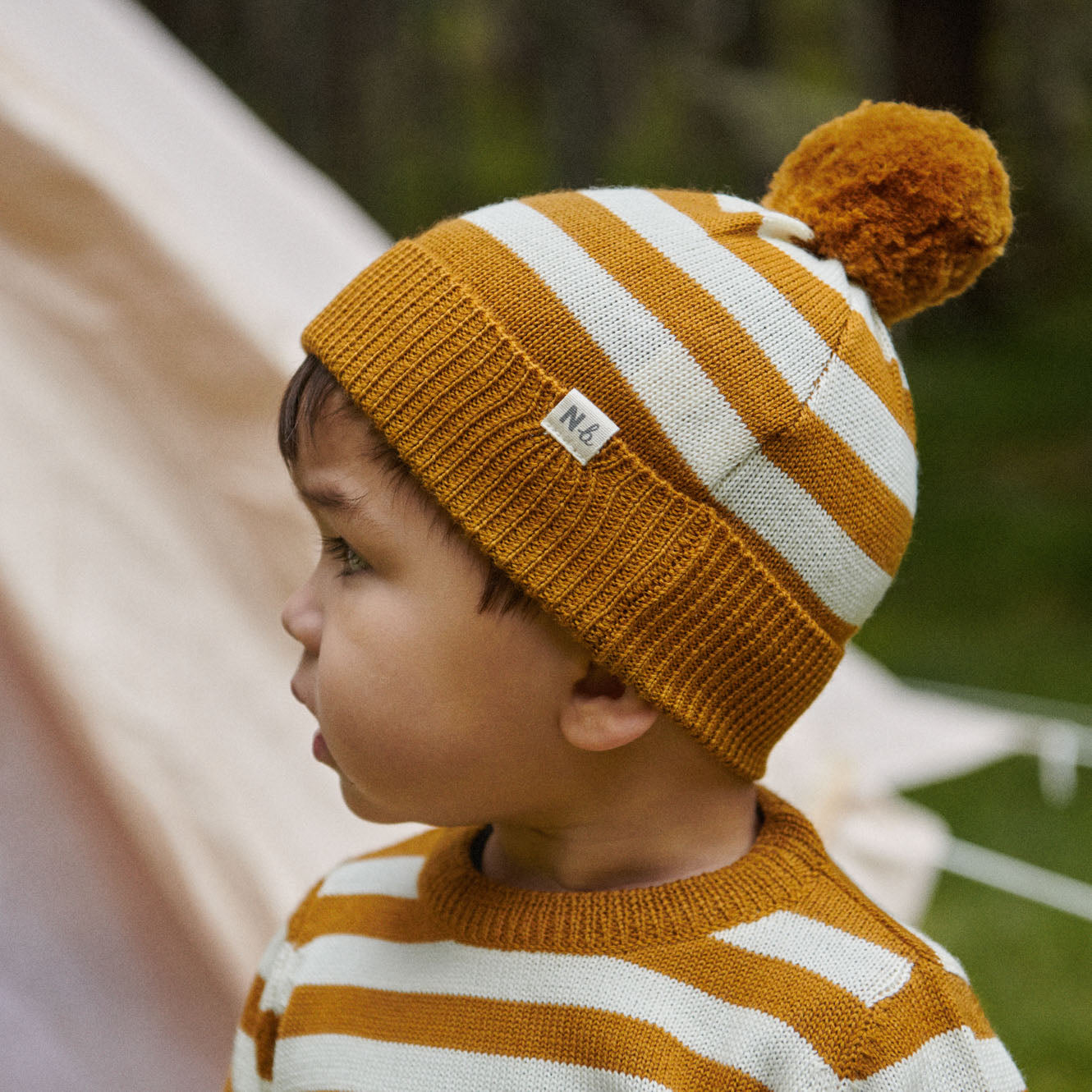Nature Baby Merino Knit Pullover Toffee Bold Stripe