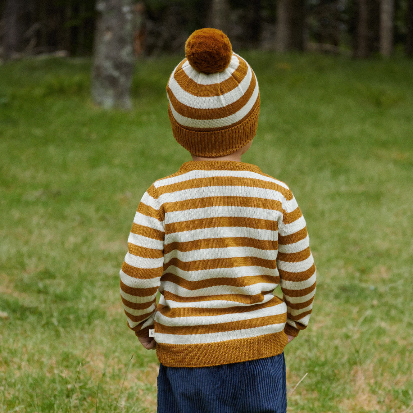 Nature Baby Merino Knit Pullover Toffee Bold Stripe