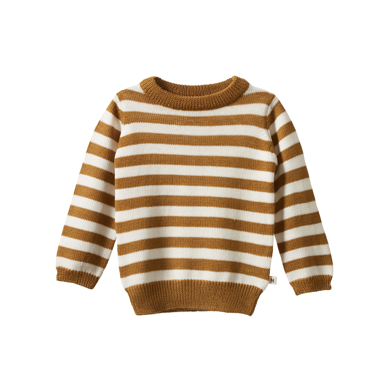 Nature Baby Merino Knit Pullover Toffee Bold Stripe
