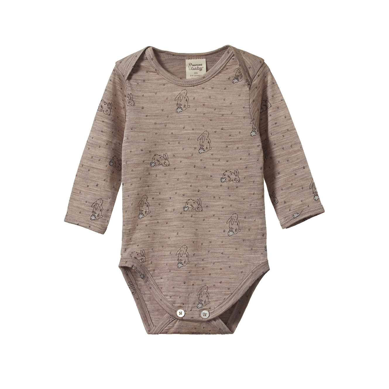 Nature Baby Merino Essential Long Sleeve Bodysuit Bramble Burrow Print