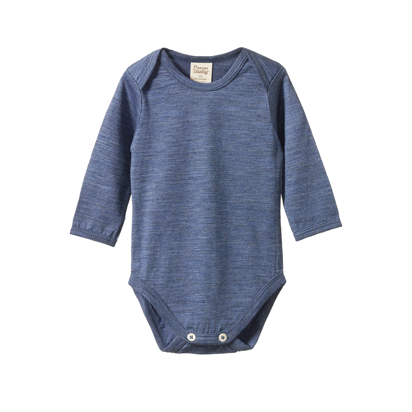 Nature Baby Merino Essential Long Sleeve Bodysuit Vintage Indigo Marl