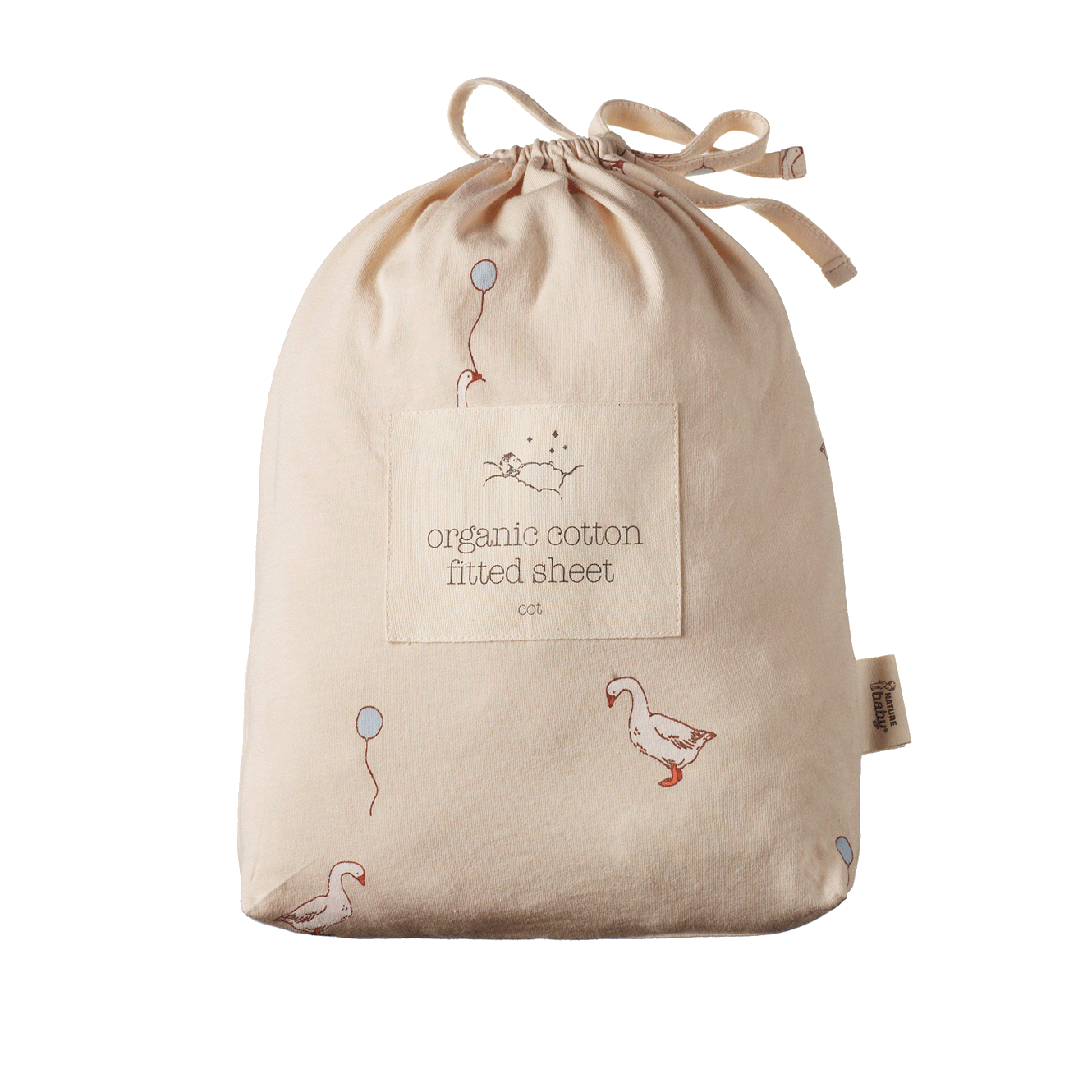 Nature Baby Fitted Sheet Goose Lullaby Print Cot