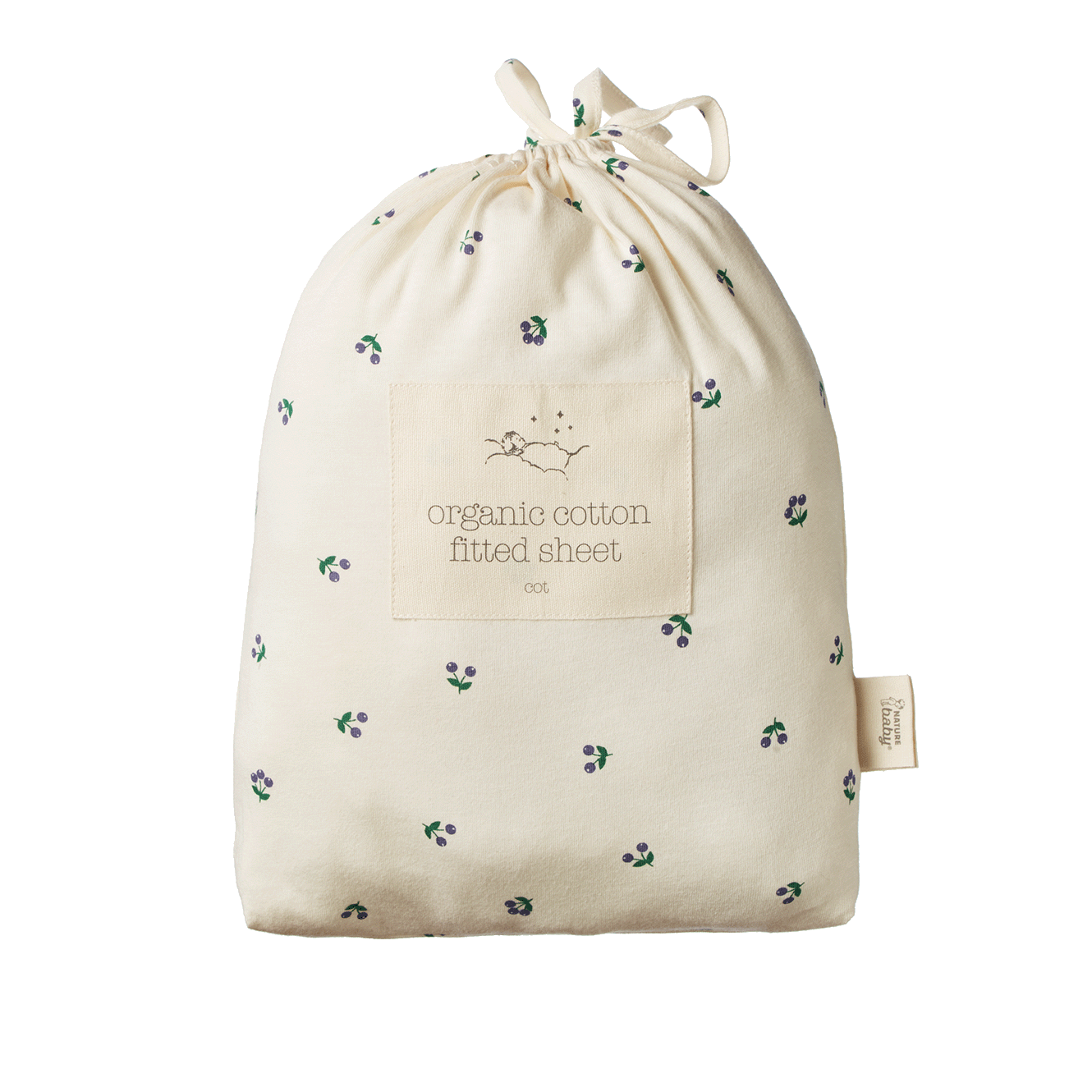 Nature Baby Fitted Sheet Jersey Winter Berry Print Cot