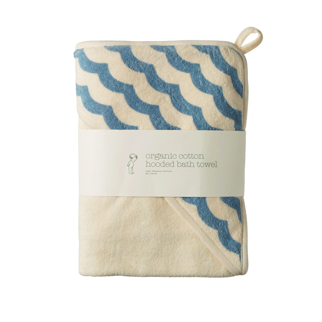 Nature Baby Organic Cotton Hooded Towel Waves Print