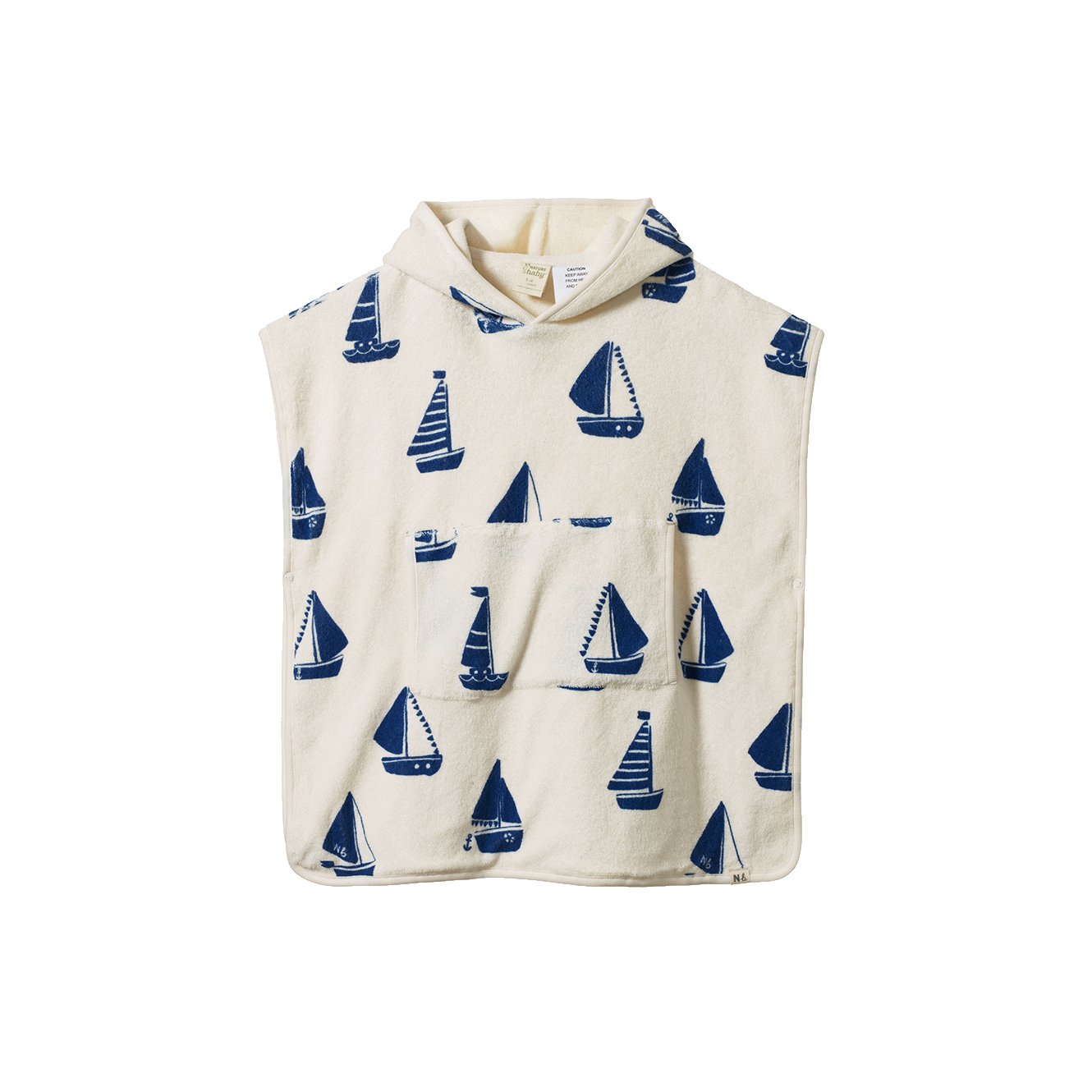 Nature Baby Organic Cotton Poncho Towel Regatta Print Terry